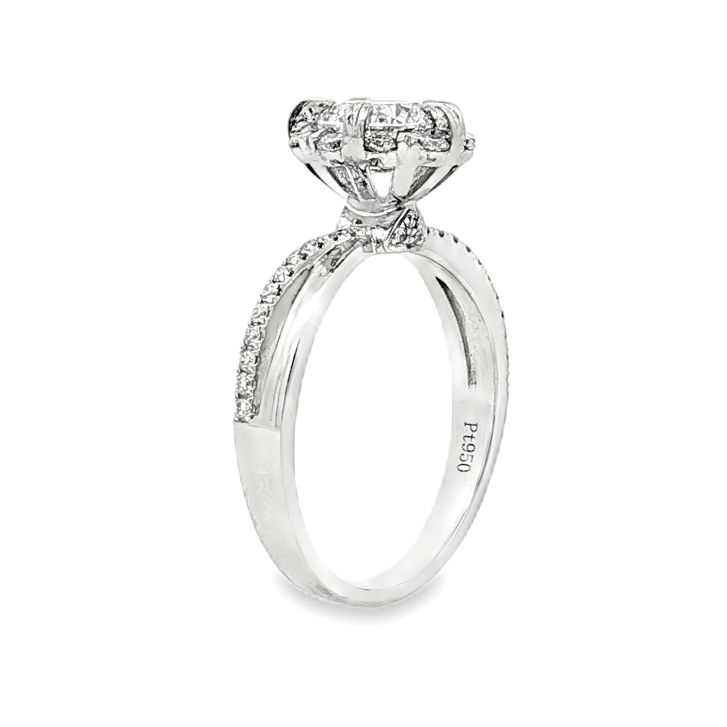 Platinum Lab Grown Round Diamond Twist Shank Size 6.25# Engagement Ring XQ0002