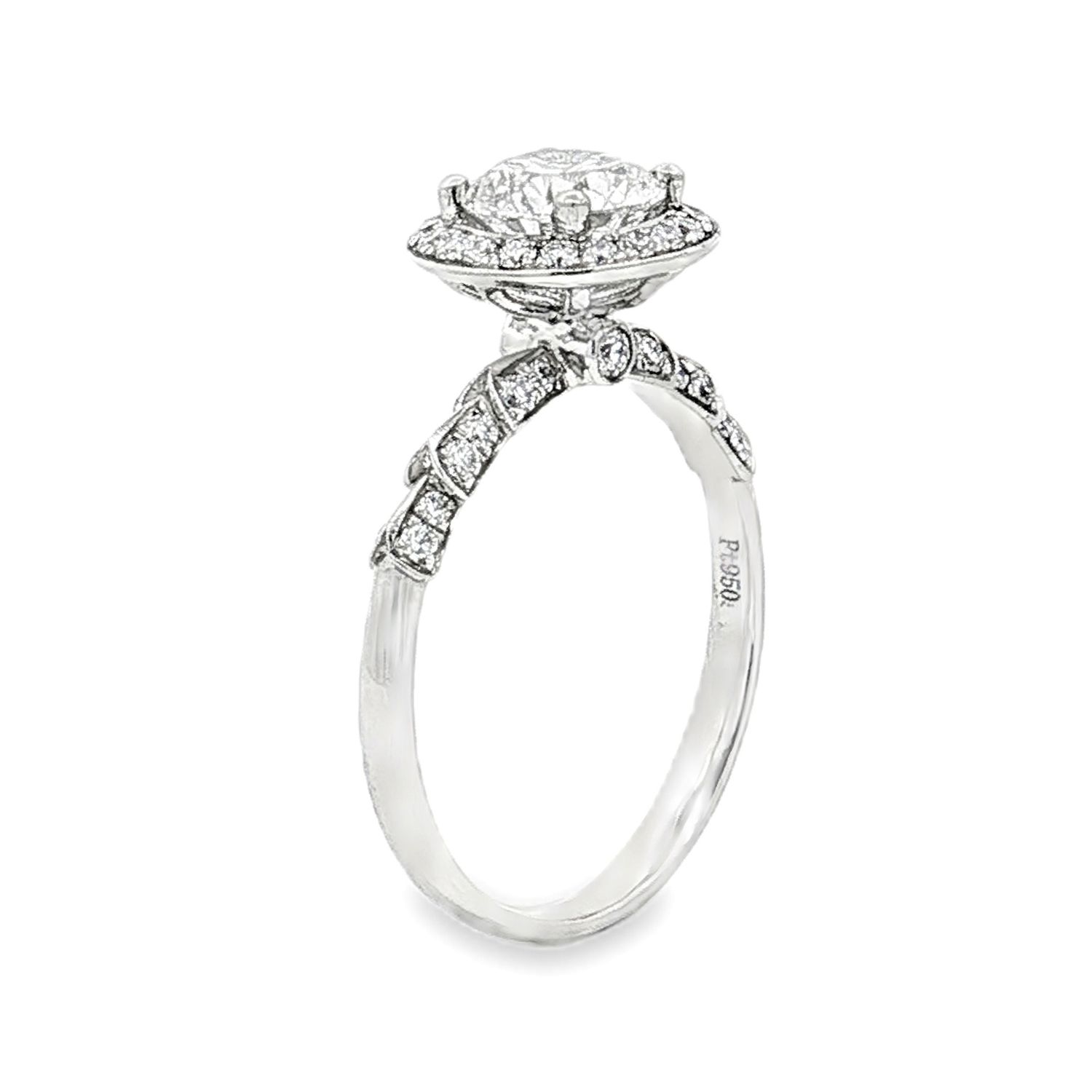 Platinum Lab Grown Round Diamond Halo Size 6.25# Engagement Ring XQ0014