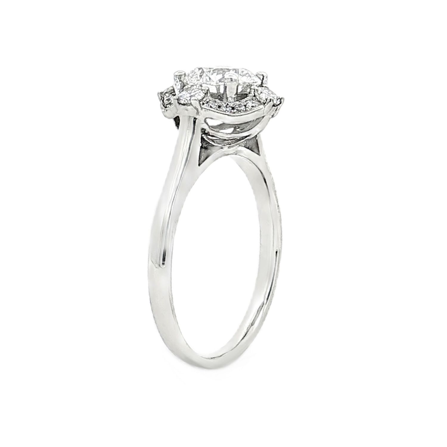 Platinum Lab Grown Round Diamond Straight Shank Size 5.5# Engagement Ring XQ0007