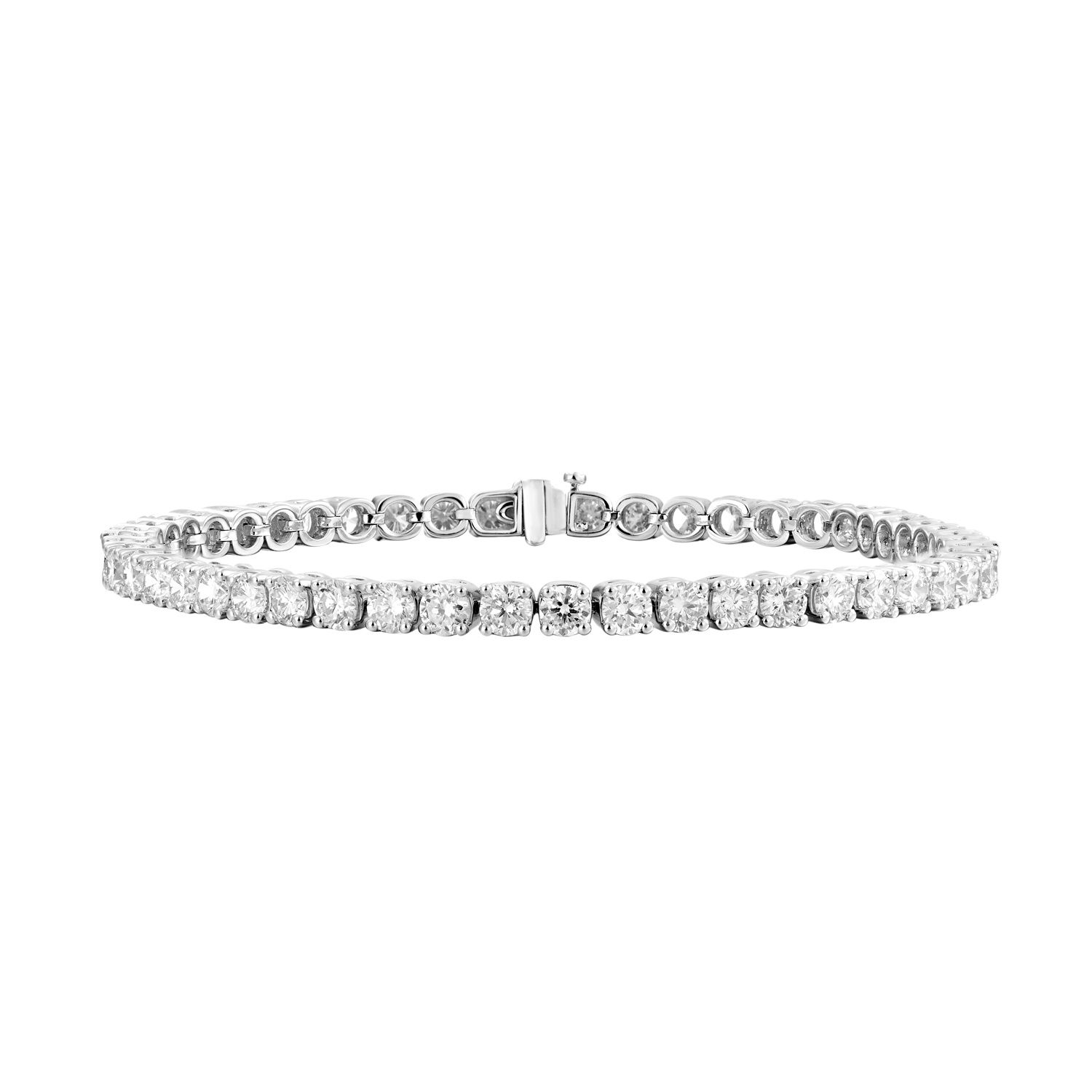 14K White Gold Classic Lab Grown Round Diamond Tennis Bracelet MZ30504-7CT, Colour: 14KW-11.48g-7.268ct-LG