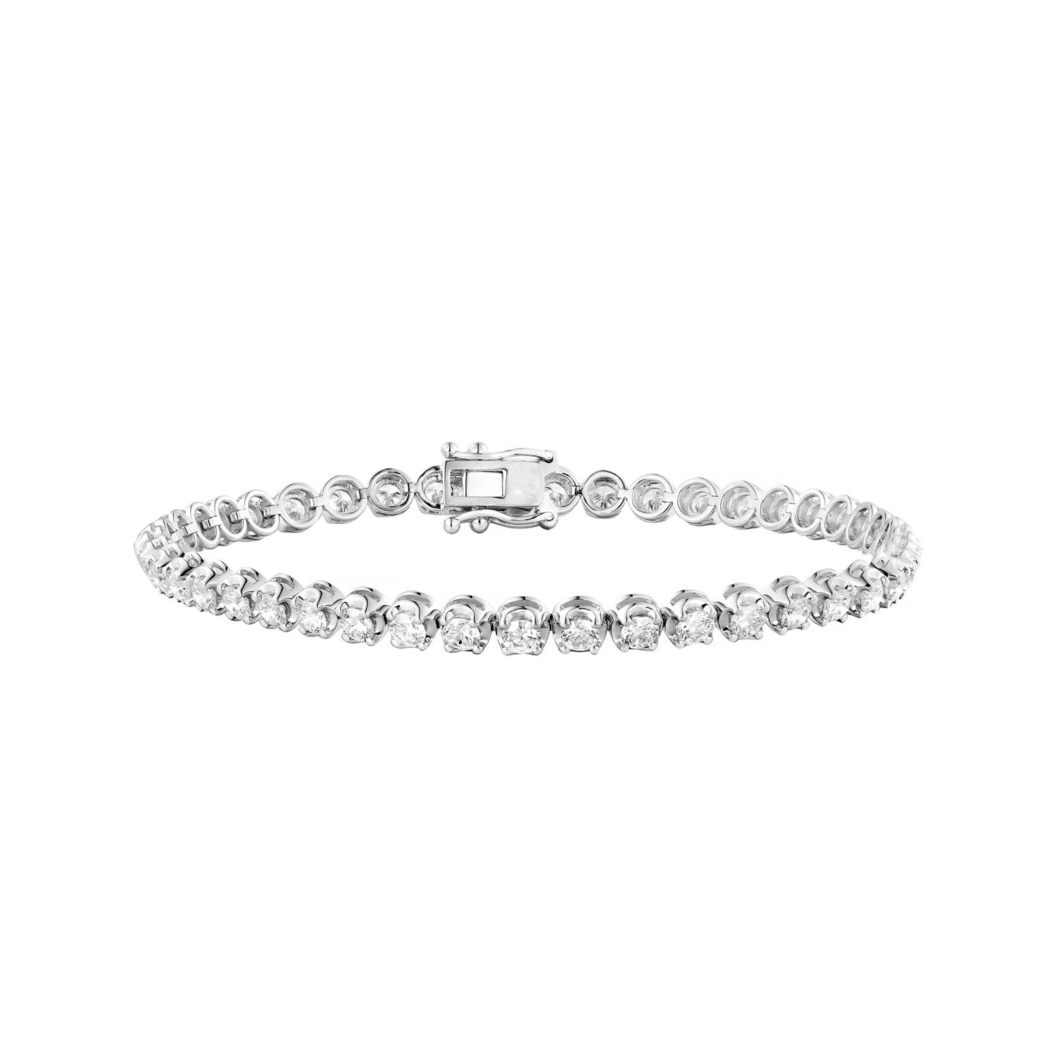 14K White/Yellow Gold Classic Lab Grown Round Diamond Tennis Bracelet MZ13196, Colour: 14KW-8.1g-3.608ct-LG