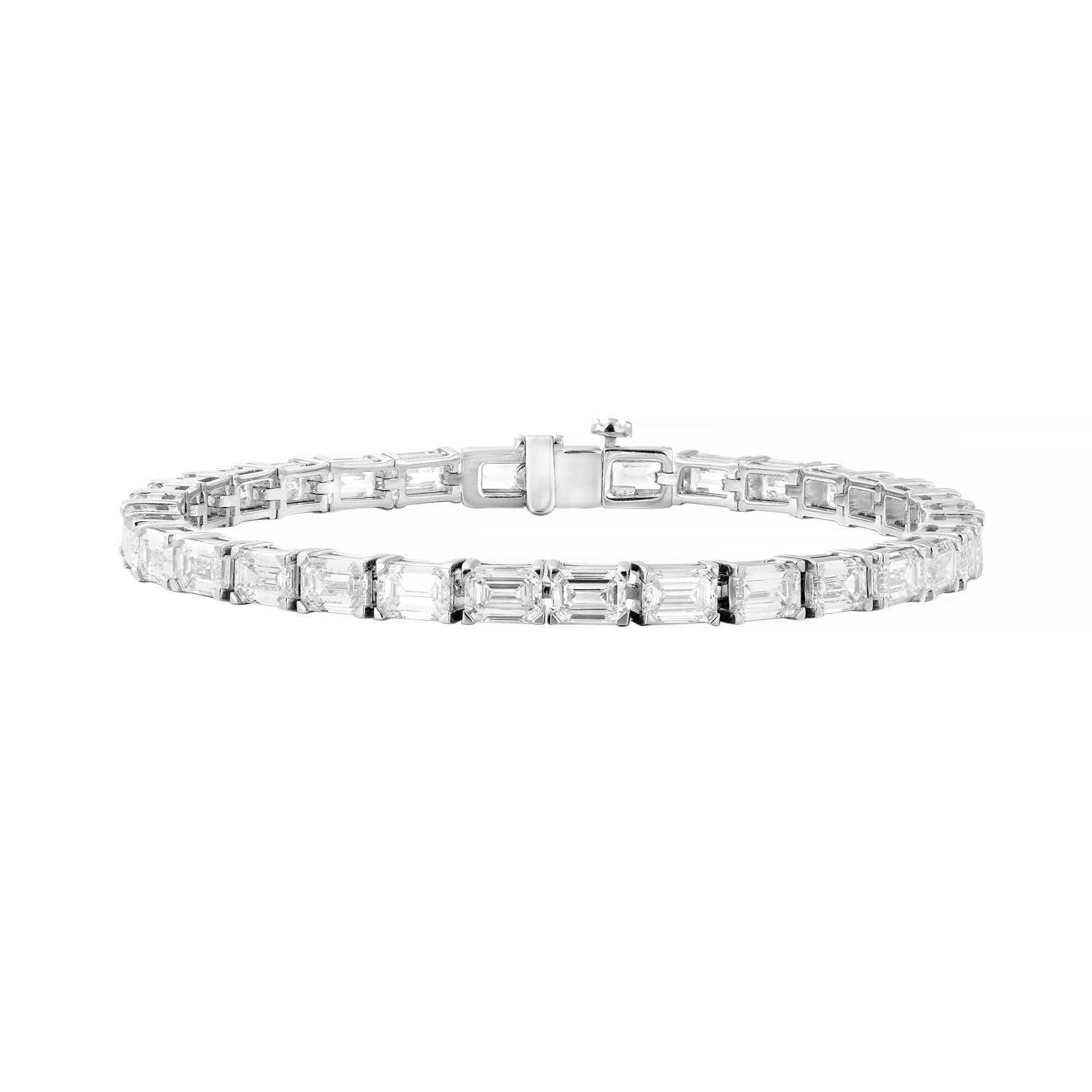 14K White Gold Lab Grown Emerald Cut Diamond Bracelet MZ12020-1