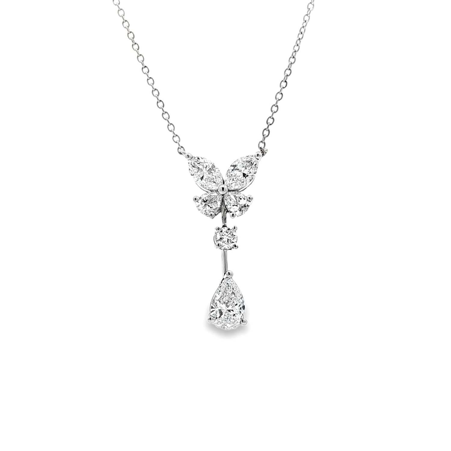 Platinum Lab Grown Pear-Shape Marquise Diamond Necklace XQ0032