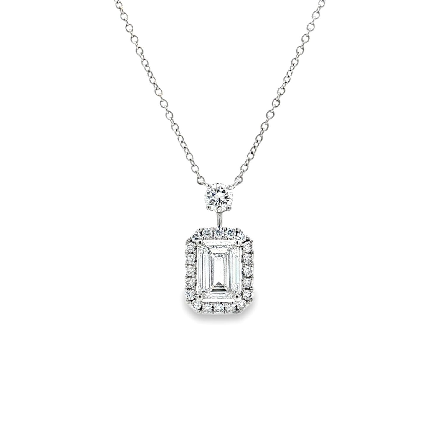 Platinum Lab Grown Emerald-Cut Diamond Necklace XQ0036