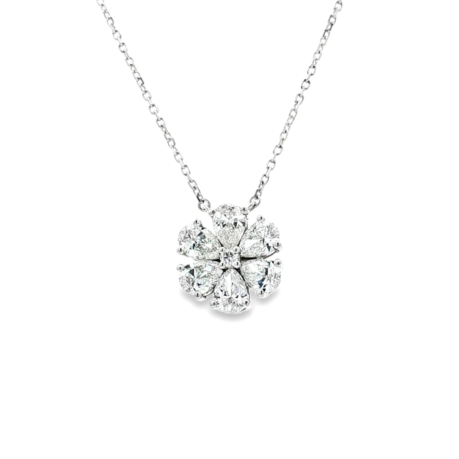 Platinum Lab Grown Pear-Shape Diamond Necklace XQ0049