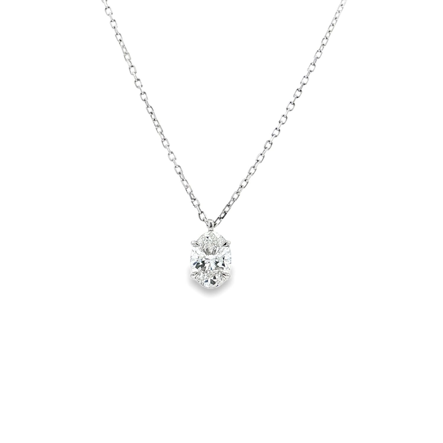 Platinum Lab Grown Oval-Shape Diamond Necklace XQ0044