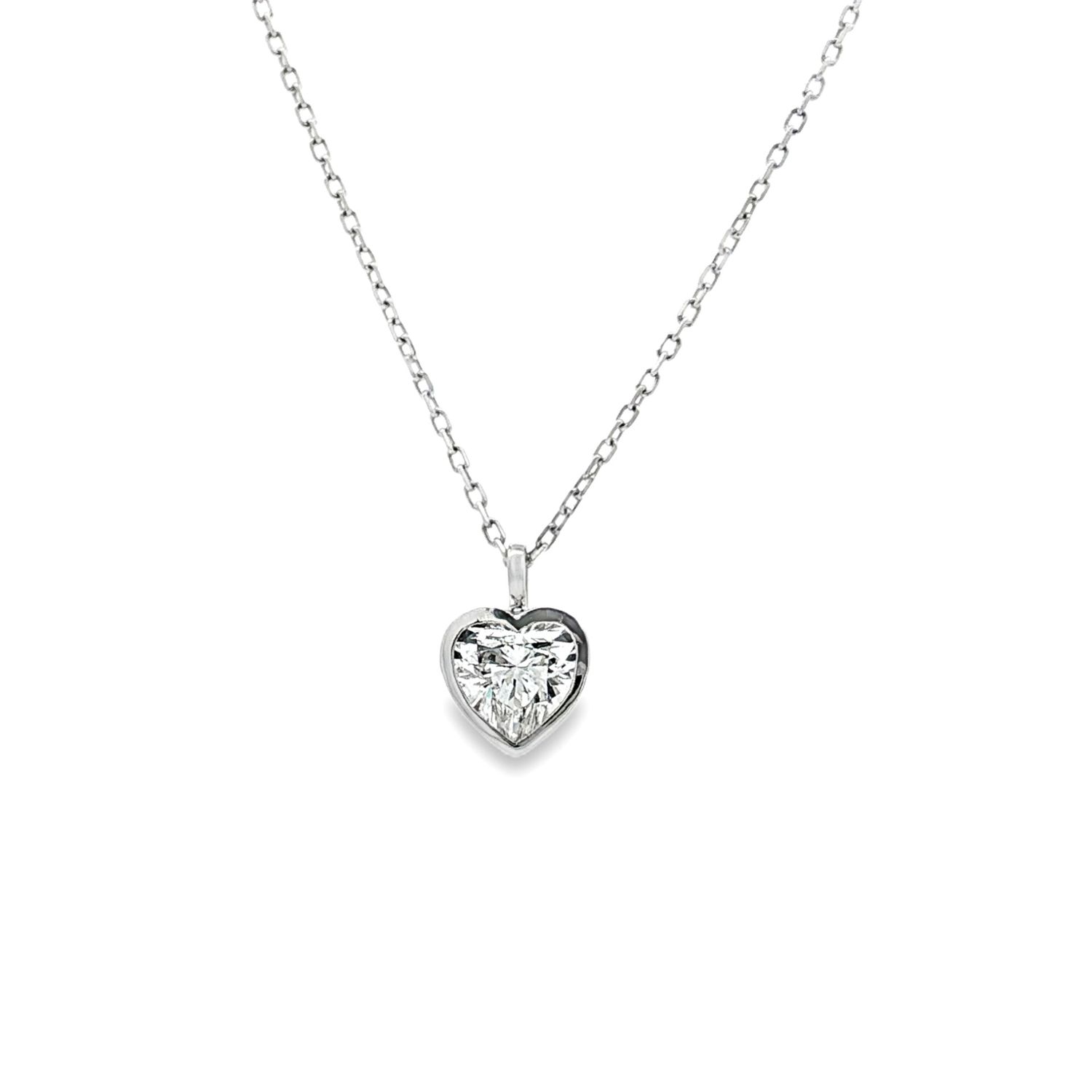 Platinum Lab Grown Heart-Shaped Diamond Necklace XQ0047