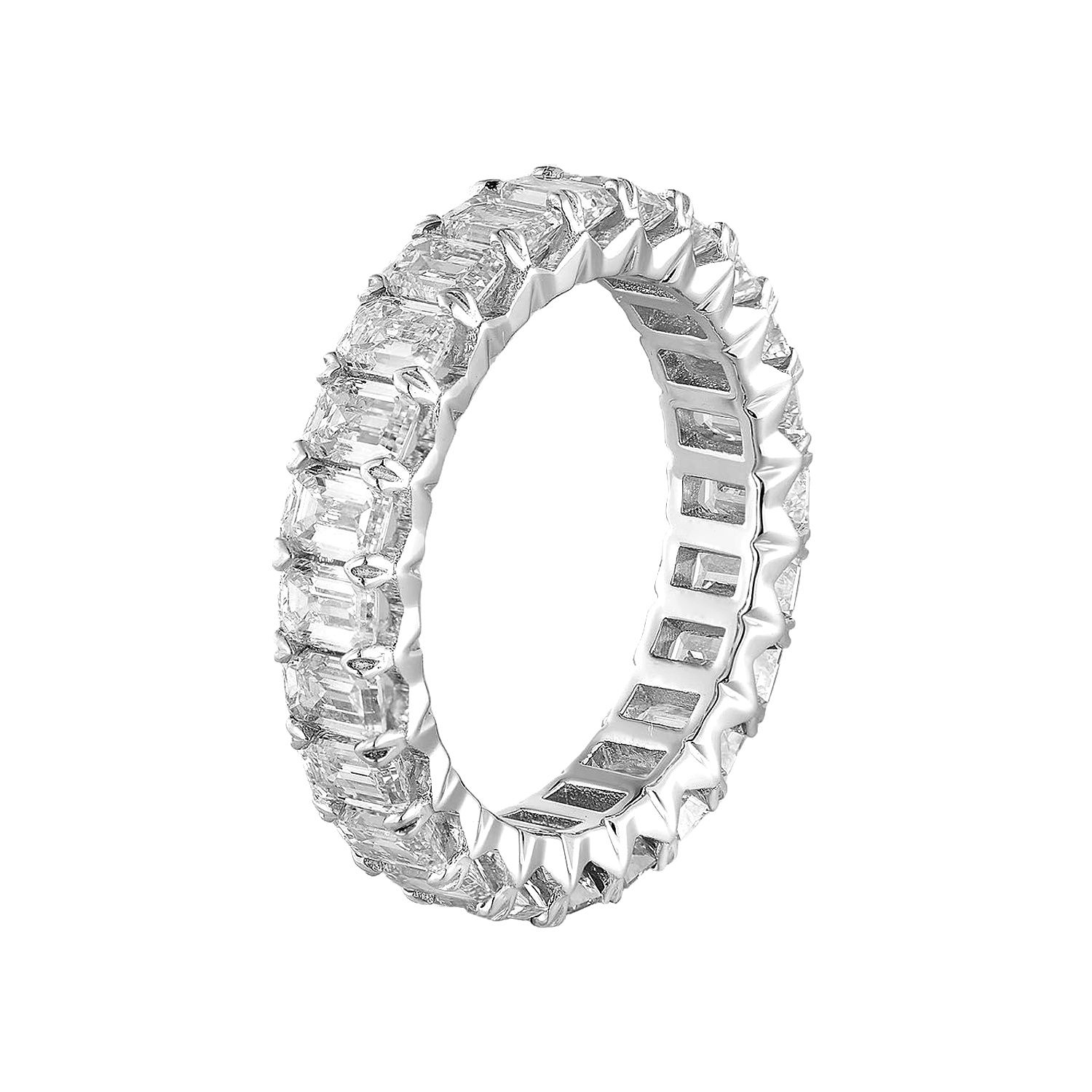 14K White Gold Lab Grown Emerald-Cut Diamond Eternity Band MZ11569, Colour: 14KW-3.75g-3.693ct-LG