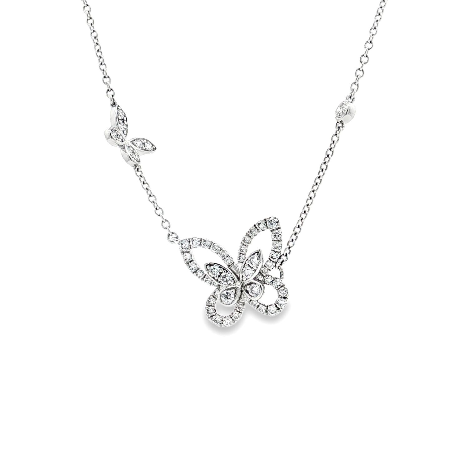 Platinum Lab Grown Round Diamond Butterfly-Shaped Necklace XQ0037