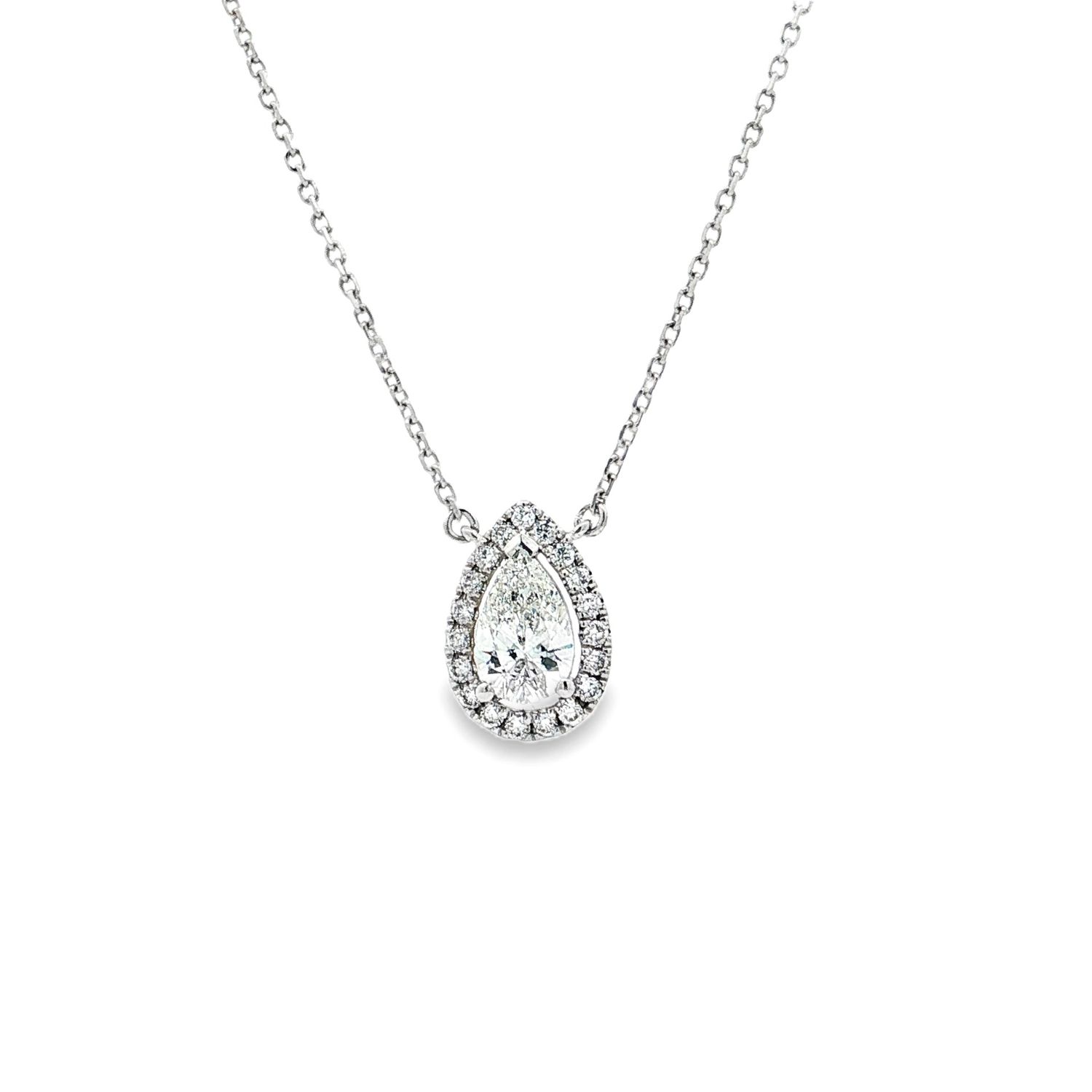 Platinum Lab Grown Pear-Shape Diamond Necklace XQ0040