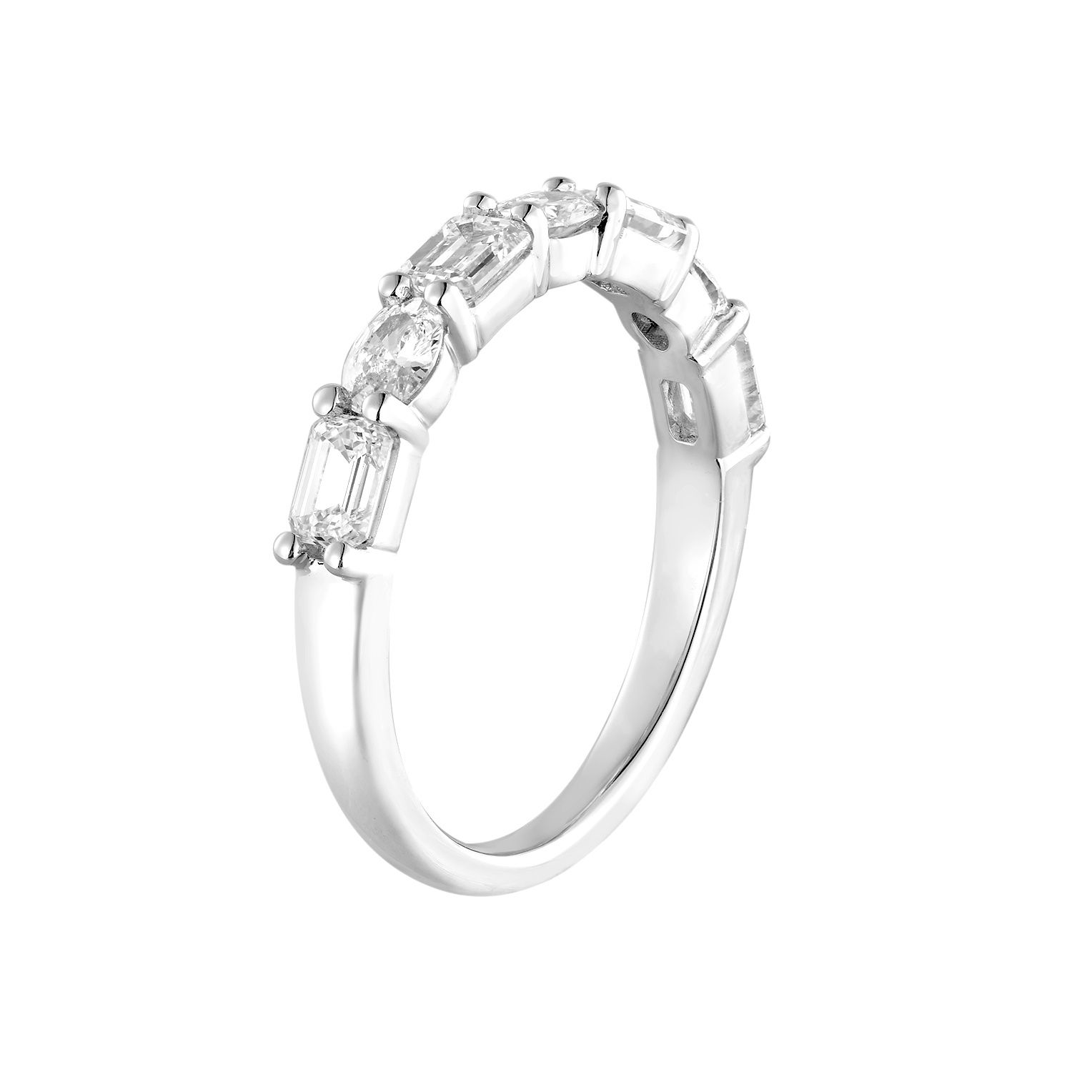 14K White/Yellow Gold Lab Grown Emerald-Cut Diamond Wedding Band MZ30013-1, Colour: 14KW-2.58g-1.244ct-LG