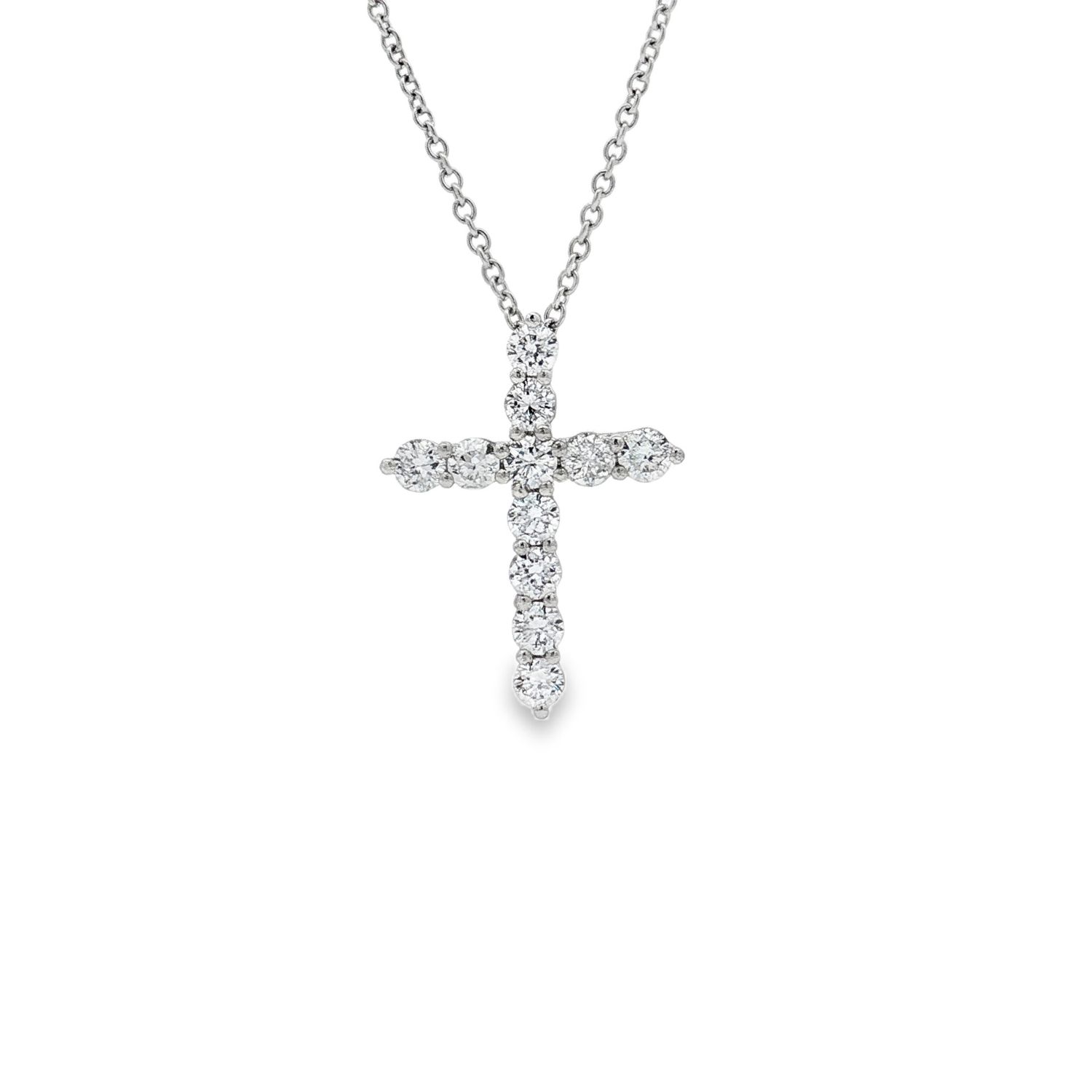 Platinum Lab Grown Round Diamond Cross Necklace XQ0031