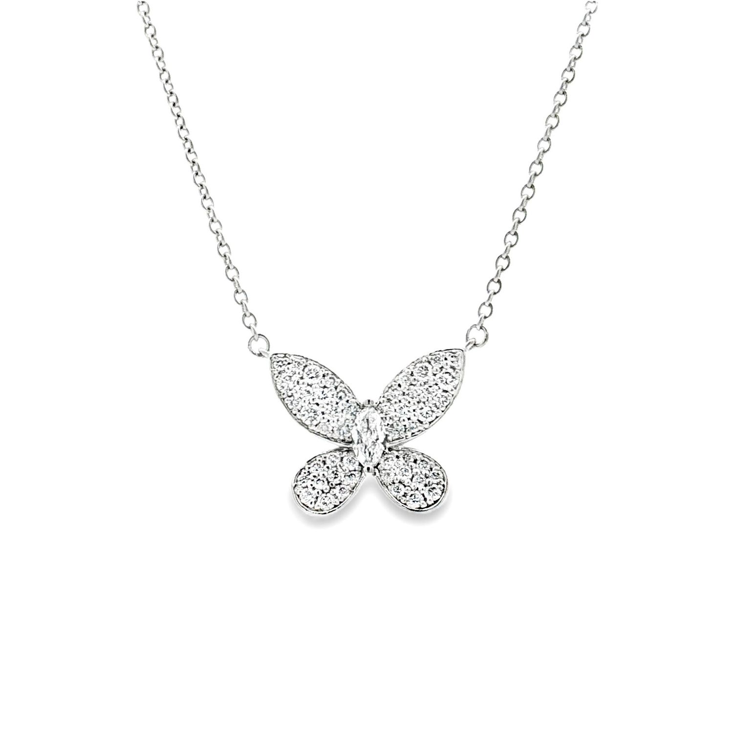 Platinum Lab Grown Diamond Butterfly-Shaped Necklace XQ0038