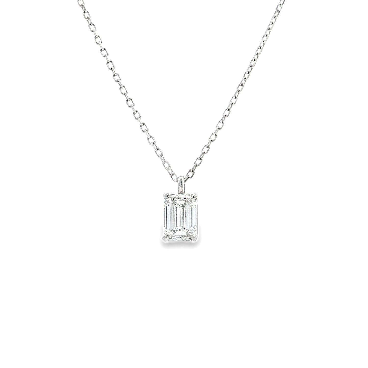 Platinum Lab Grown Emerald-Cut Diamond Necklace XQ0048