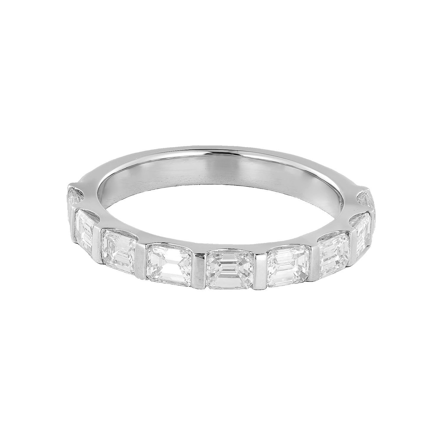 14K White/Yellow Gold Emerald Natural Diamond Wedding Band MZ11409-1, Colour: 14Kw-3.93g-1.7ct-ND