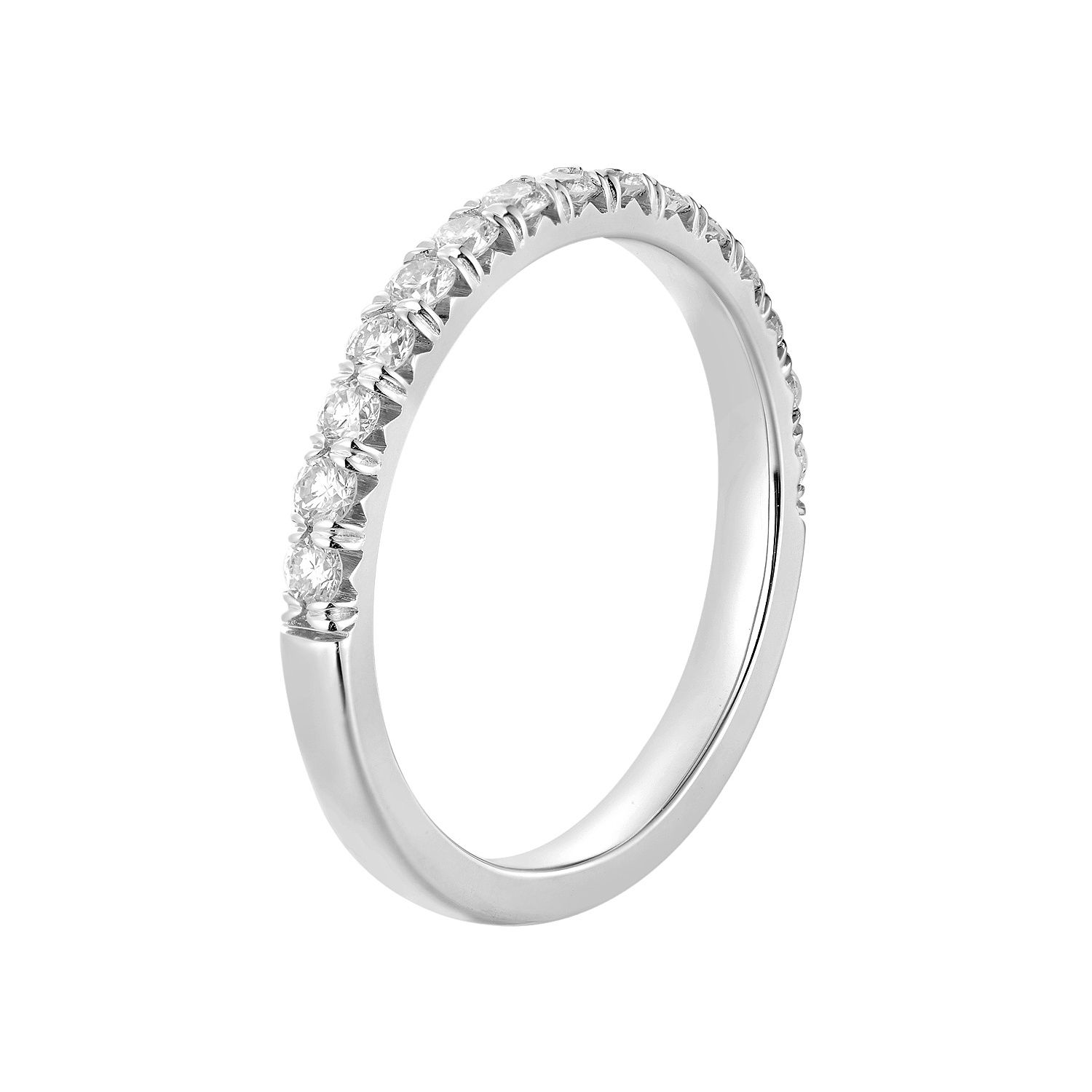 14K White Gold Round Natural Diamond Wedding Band  GP27-2.0mm50%, stone: 14KWhite-2.25g-0.469ct-ND