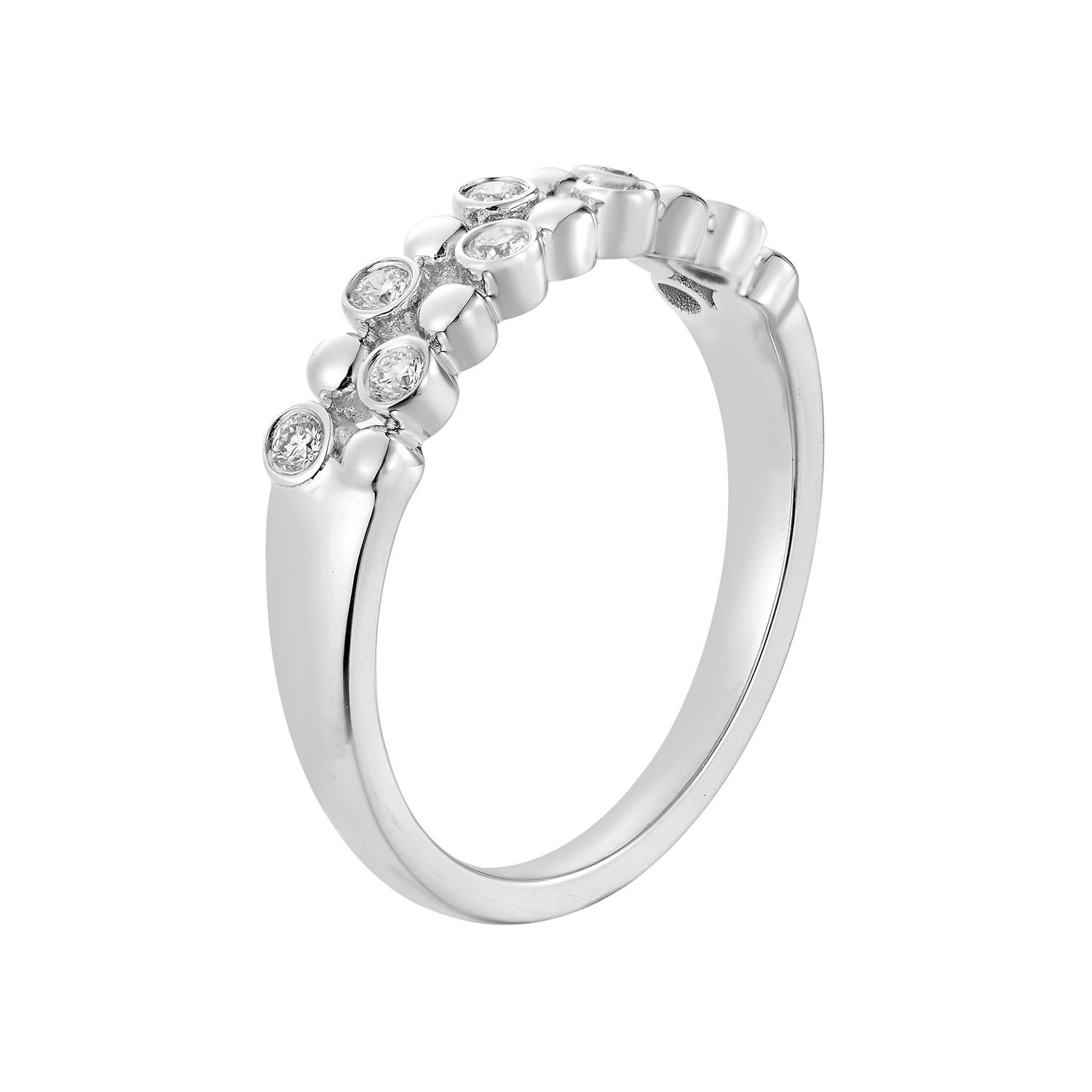 14K White Gold Natural Diamond  Wedding Band MZ6057, Colour: 14KWhite--2.72g-0.155ct-ND