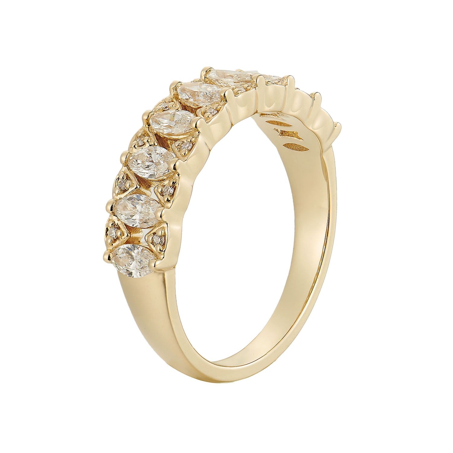 14K Yellow Gold Oval Round Natural Diamond  Wedding Band MZ6257