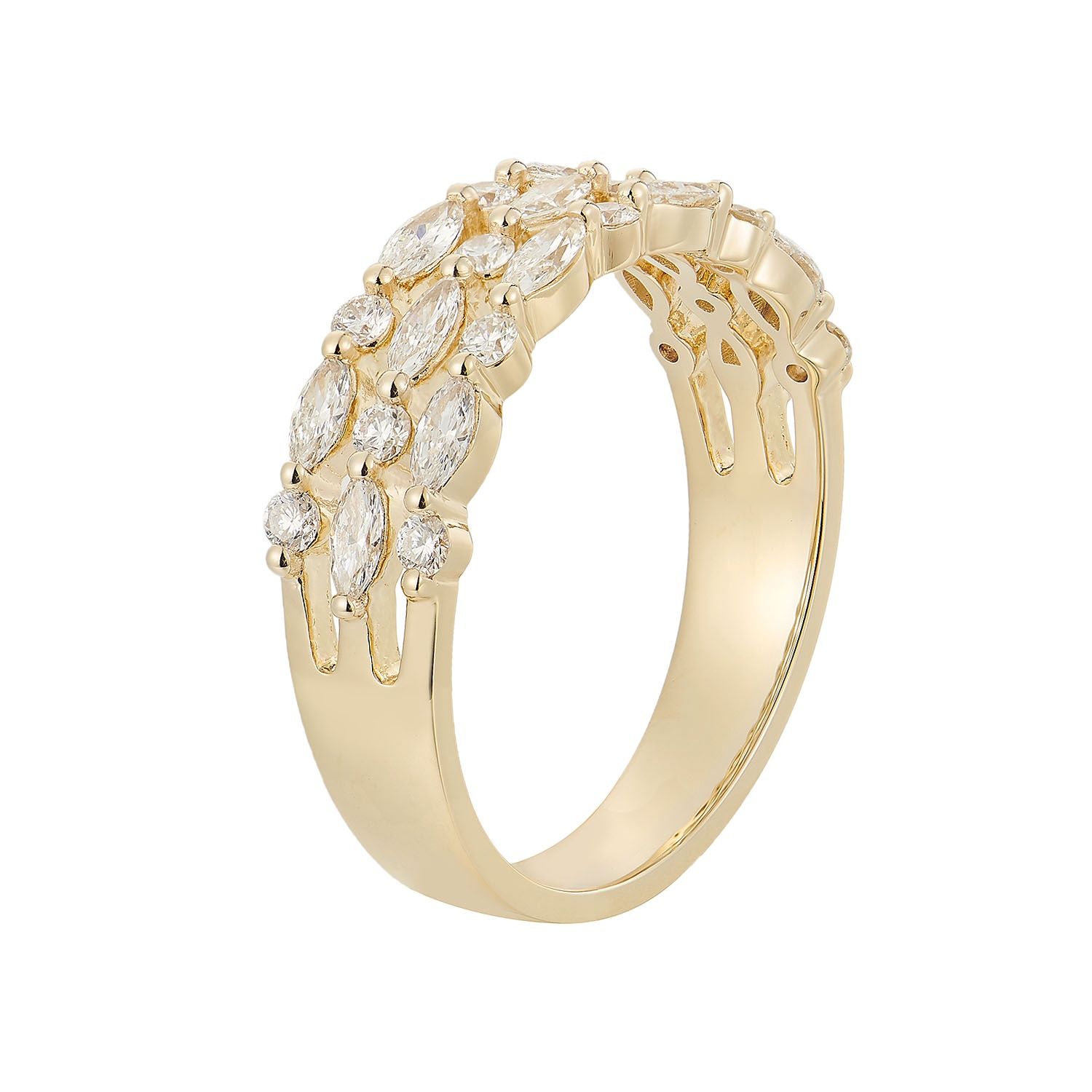 14K Yellow Gold Marquise Natural Diamond  Wedding Band MZ5031, Colour: 14KYellow