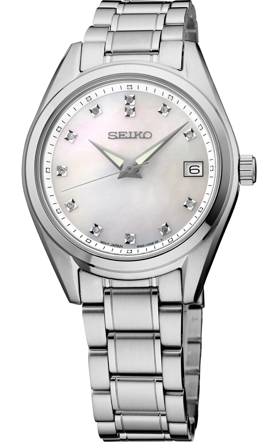 Seiko Diamonds Quartz Mother of Pearl Dial Stainless Steel Womens Watch SUR579