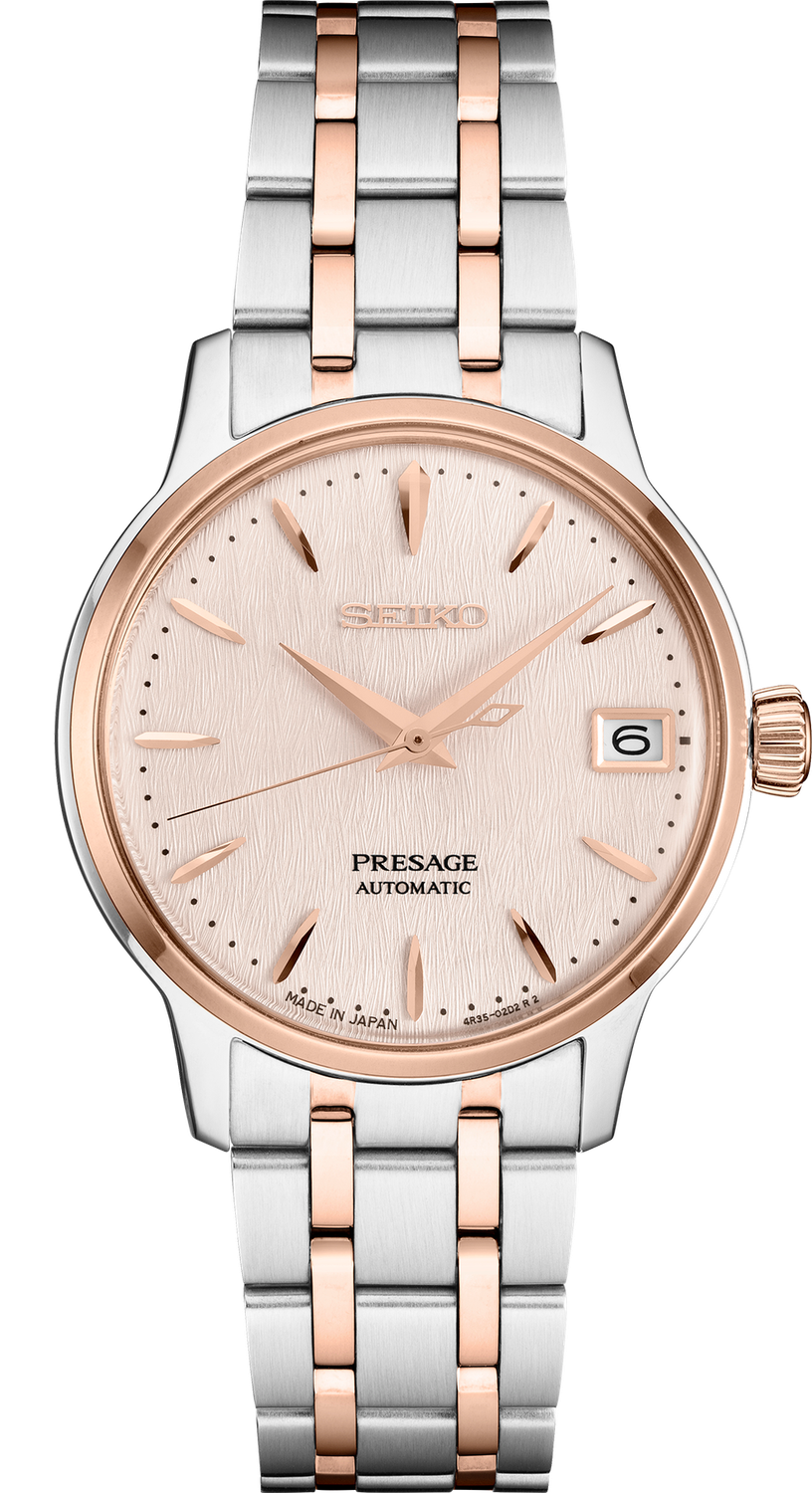Seiko Presage Cocktail Time Pink Dial Stainless Steel Women's Watch SRPF54