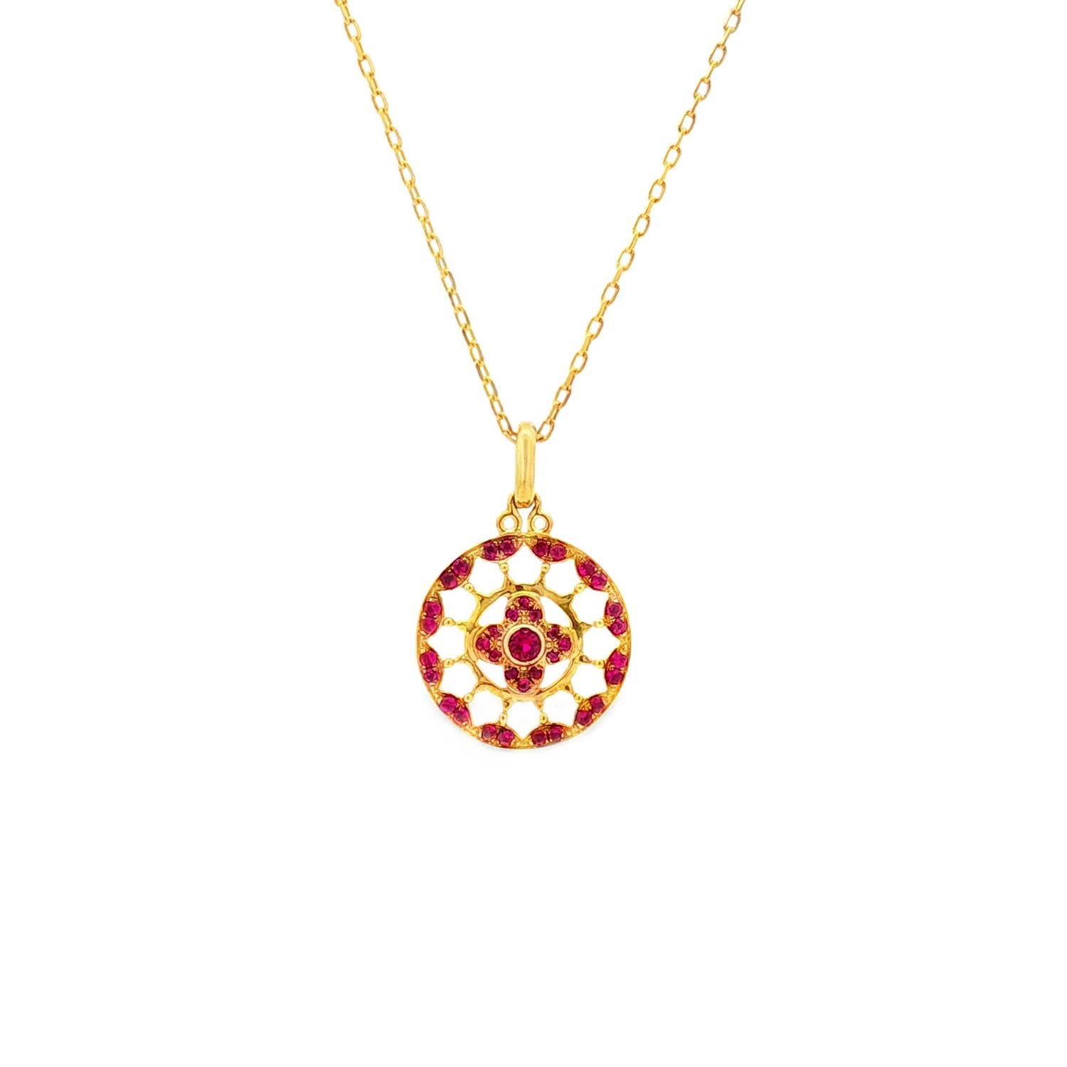 18K Yellow Gold Natural Ruby Pendant XCY0002