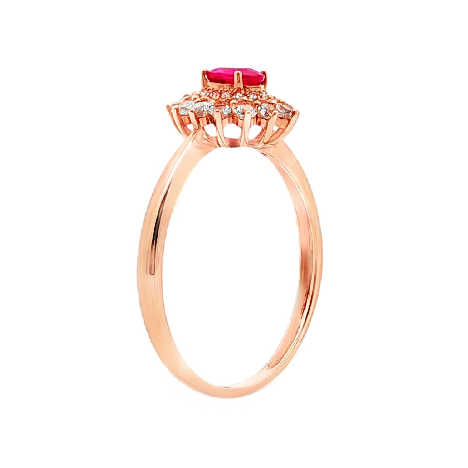 18K Rose Gold Natural Oval Ruby White Diamond Engagement Ring XCY0007