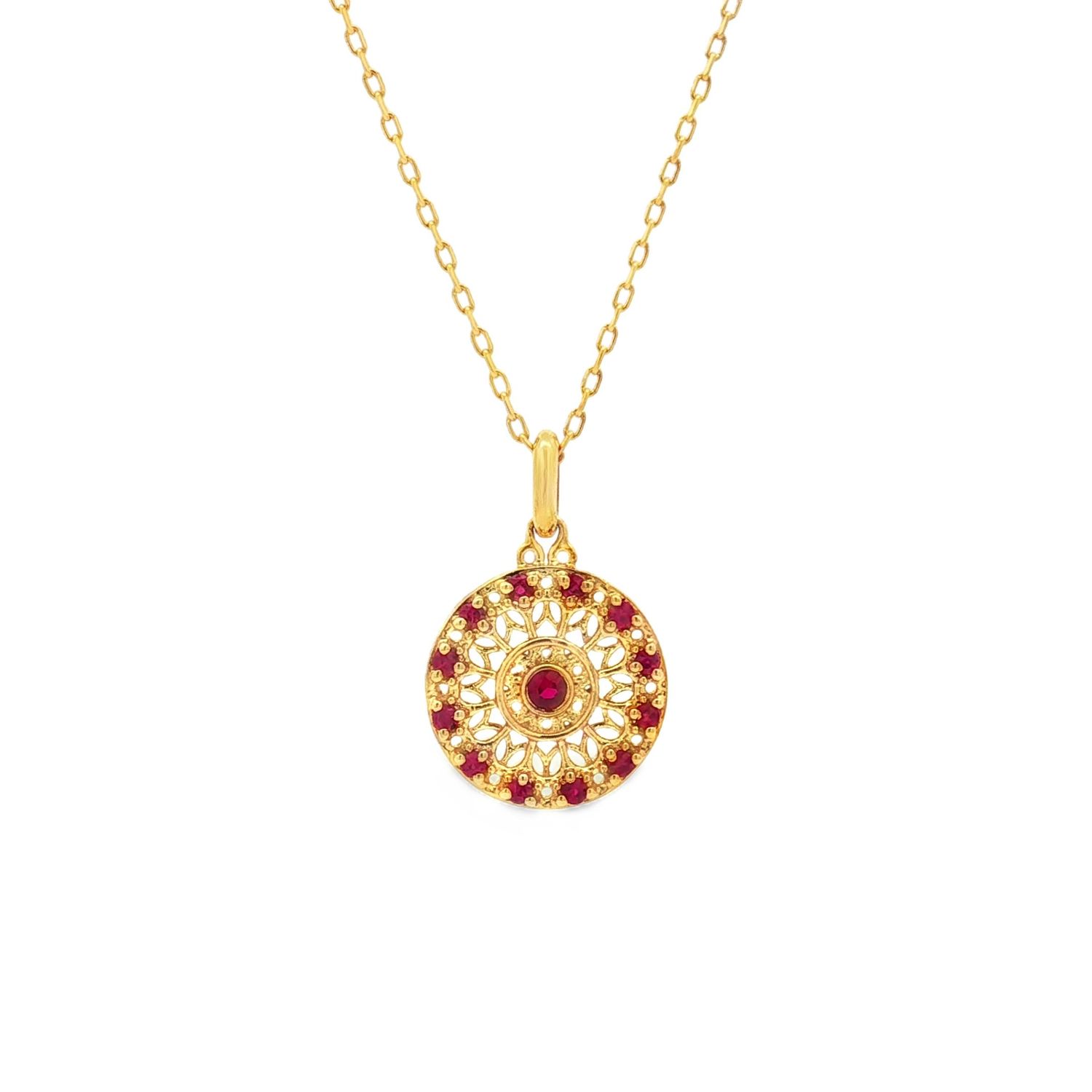 18K Yellow Gold Natural Ruby Pendant XCY0009