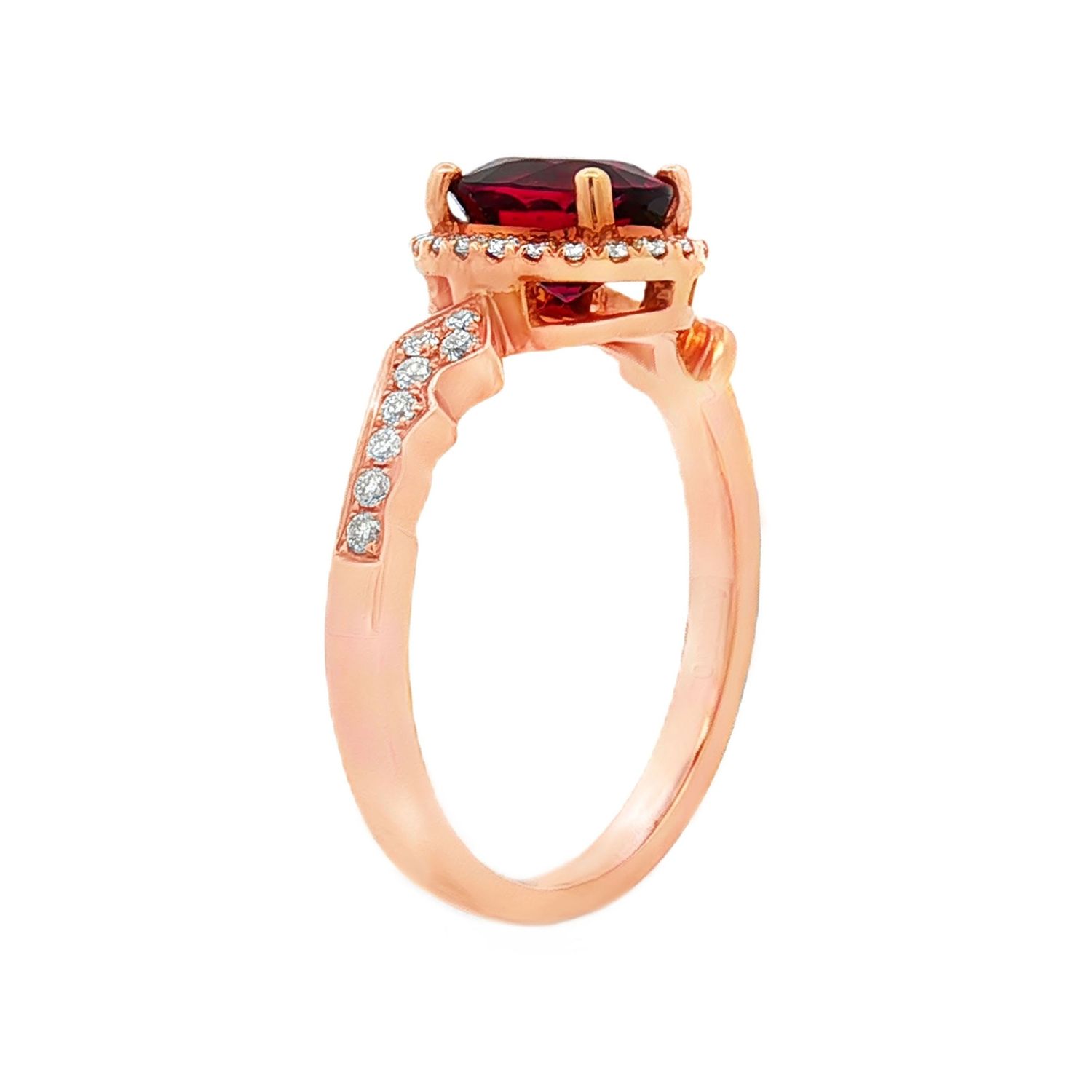 18K Rose Gold Natural Oval Tourmaline Diamond Engagement Ring XCY0011
