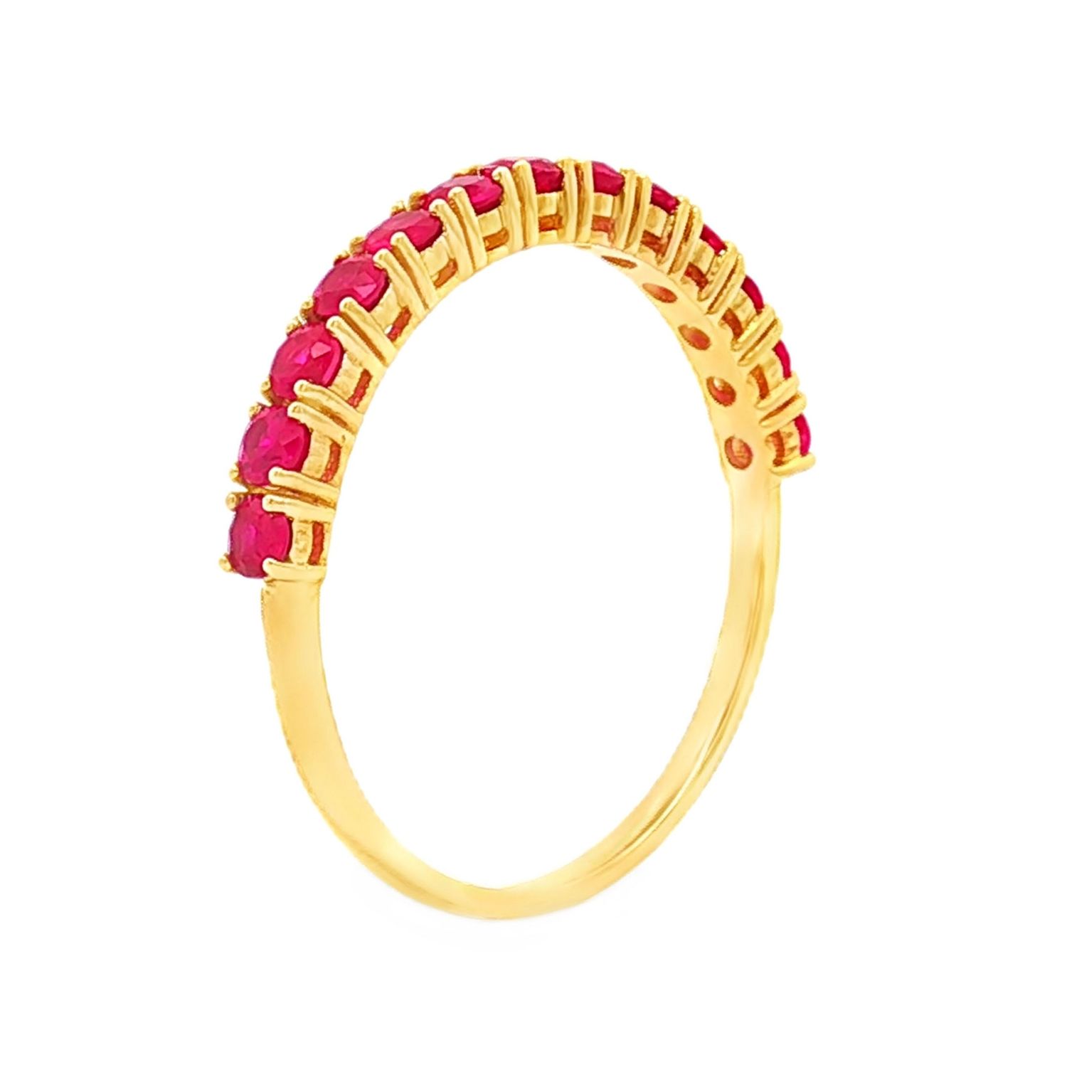 18K Yellow Gold Natural Ruby Size 5# Band XCY0013