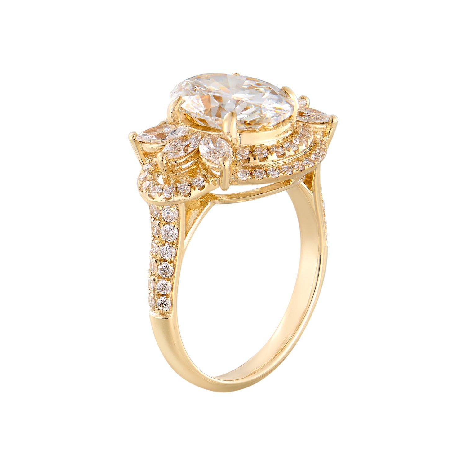 14K Yellow Gold Lab Grown Diamond Engagement Ring MZ2455-1, Colour: 14KY-5.29g-3.197ct-LG