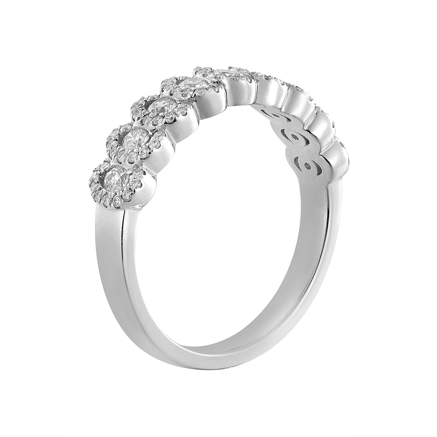 14K White Gold Natural Diamond  Wedding Band MZ1565, Colour: 14KWhite-3.67g-0.512ct-ND