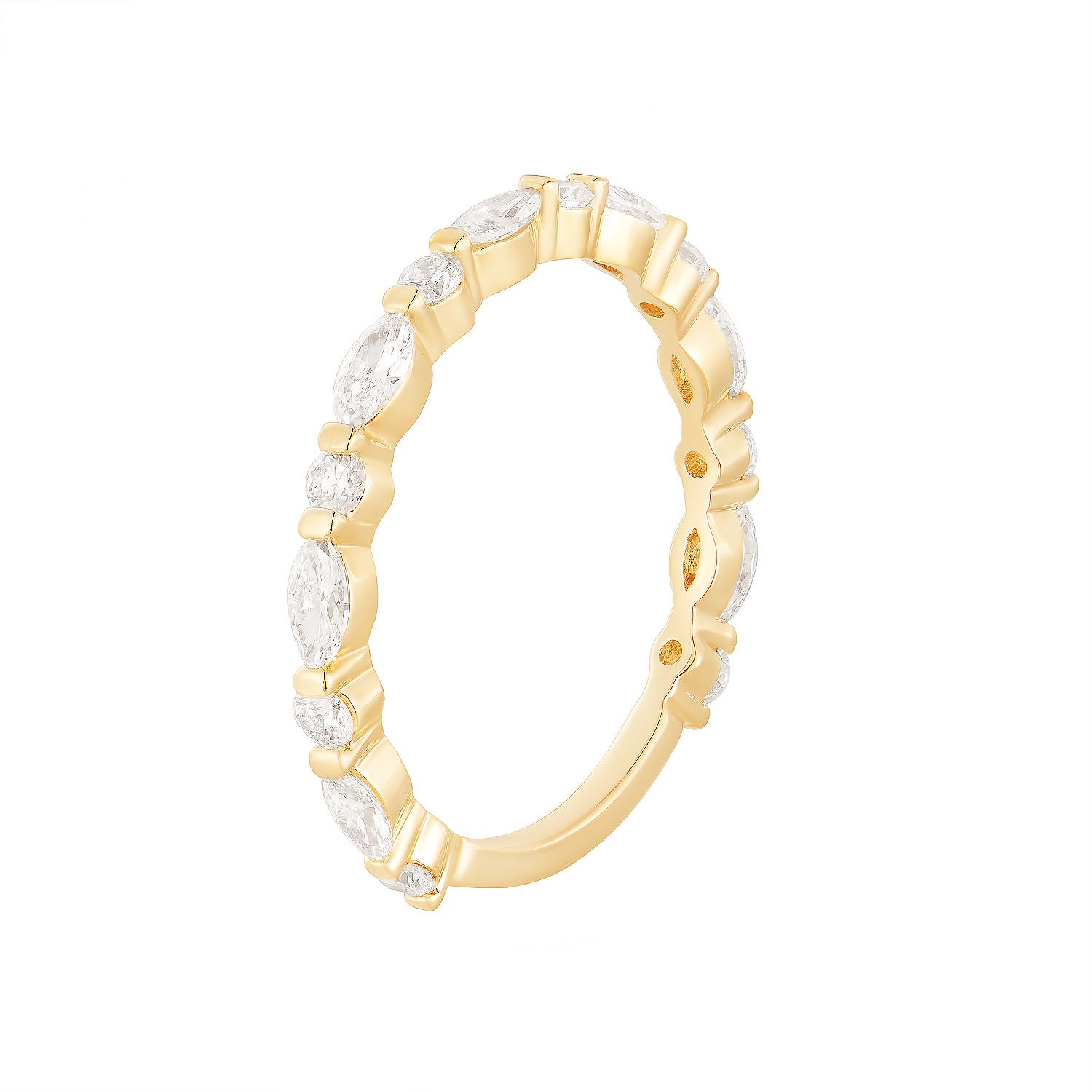 14K Yellow Gold Marquise Lab Grown Diamond Wedding Band MZ71574, Colour: 14KY-1.42g-0.735ct-LG