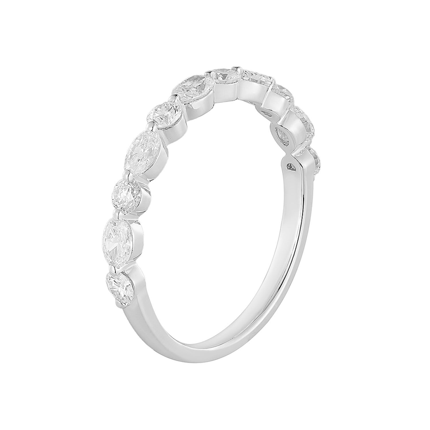 14K White Gold Oval Lab Grown Diamond Wedding Band HF9347-6.5#