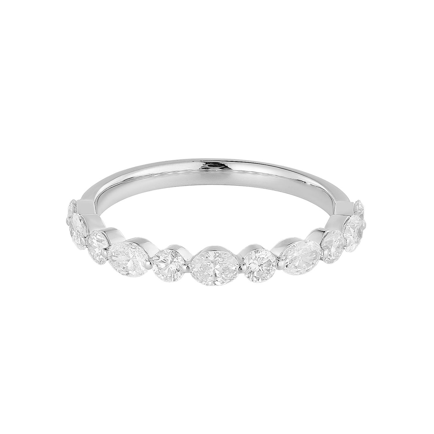 14K White/Yellow Gold Oval Lab Grown Diamond Wedding Band HF9347, Colour: 14KW-1.63g-0.765ct-LG
