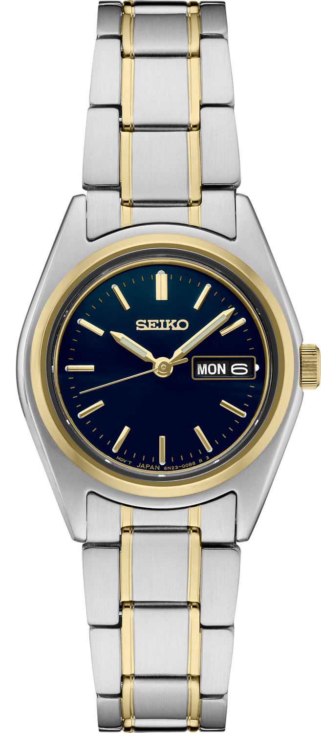 SEIKO Essentials Stainless Steel Two-Tone Quartz Blue Dial Women's Watch SUR436