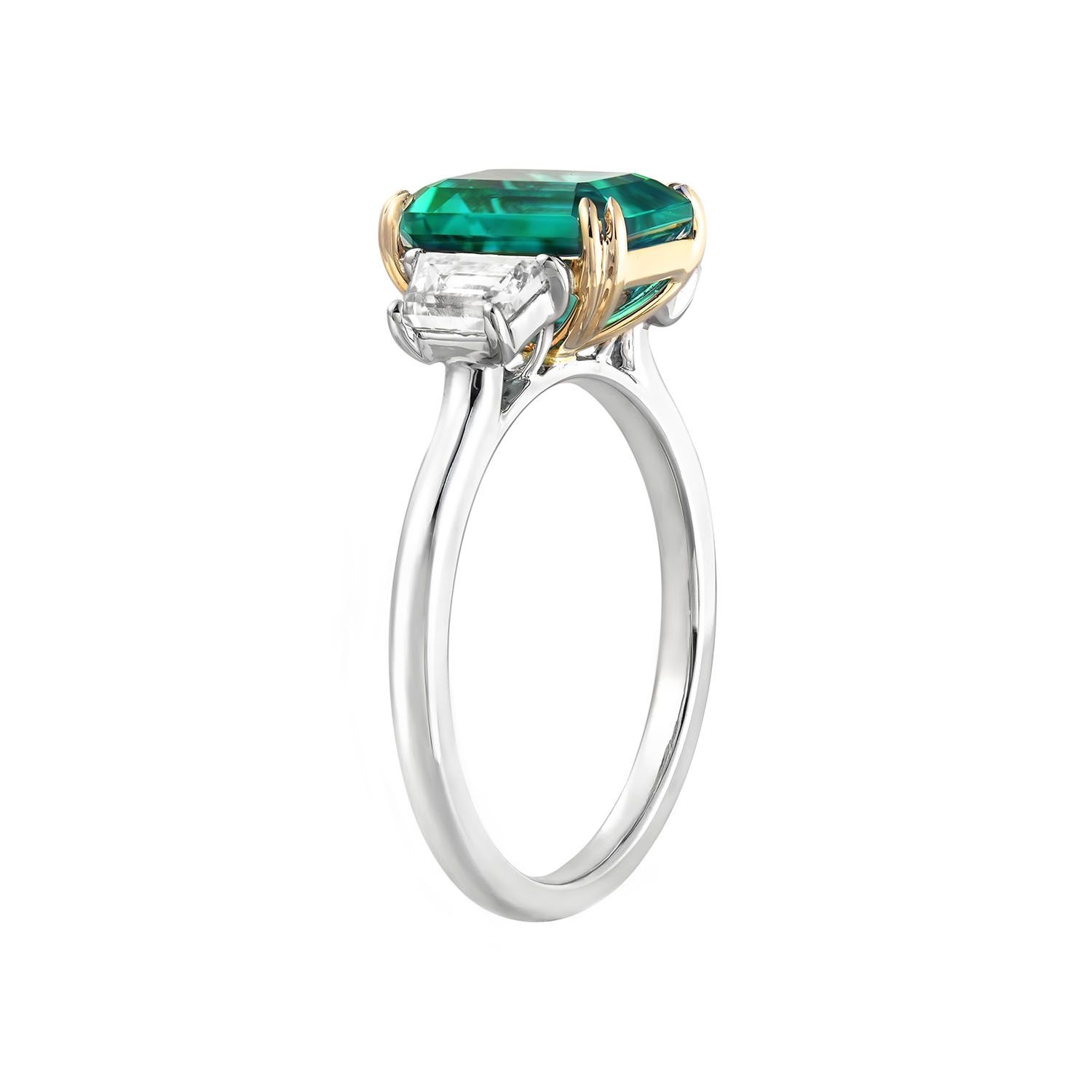 14K White &amp; Yellow Gold Emerald Lab Grown Diamond Engagement Ring YJ020-3