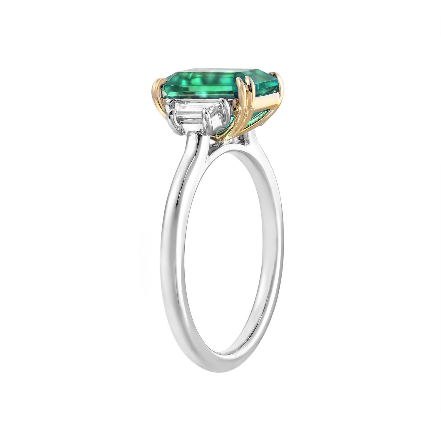14K White &amp; Yellow Gold Emerald Lab Grown Diamond Engagement Ring YJ020-2
