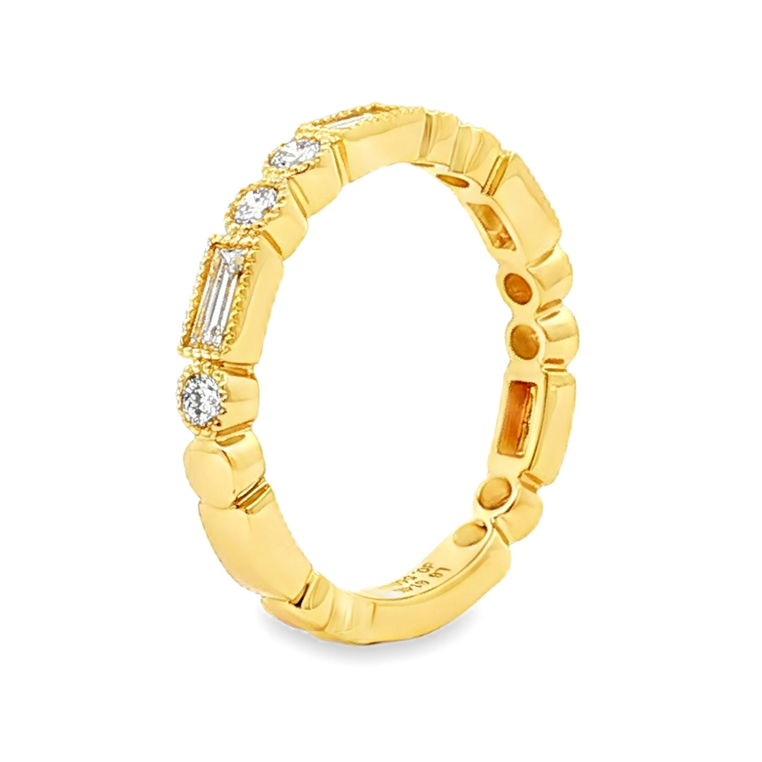14K Yellow/White Gold Lab Grown Baguette Diamond Wedding Band MZ210, Colour: 14KY-2.62g-0.565ct-LG