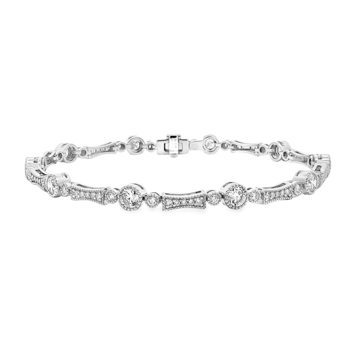 14K White/Yellow Gold Lab Grown Round Diamond Bracelet MZ13189, Colour: 14KW-8.74g-2.572ct-LG