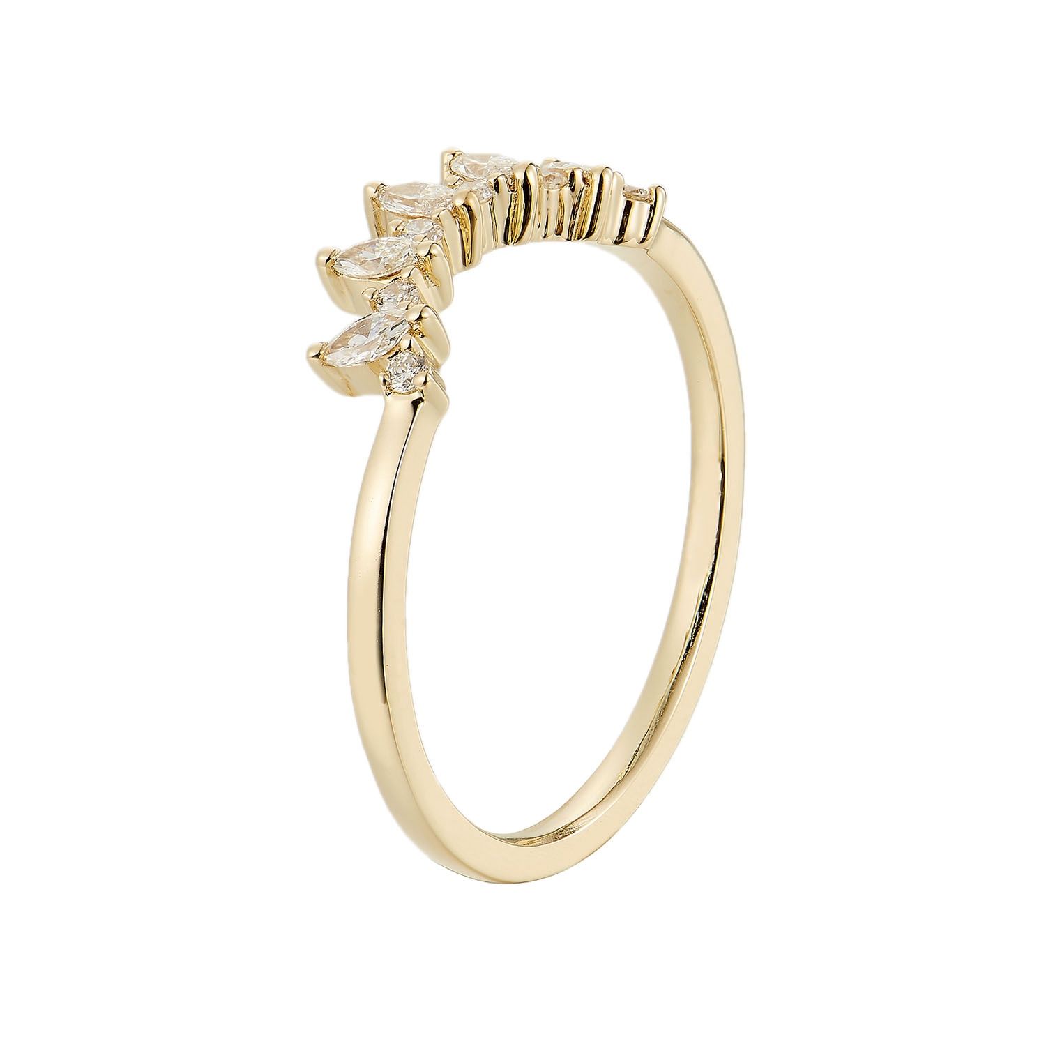 14K White/Yellow  Gold Lab Grown Diamond Curved Wedding Band MZ7073, Colour: 14KYellow-1.6g-0.22ct