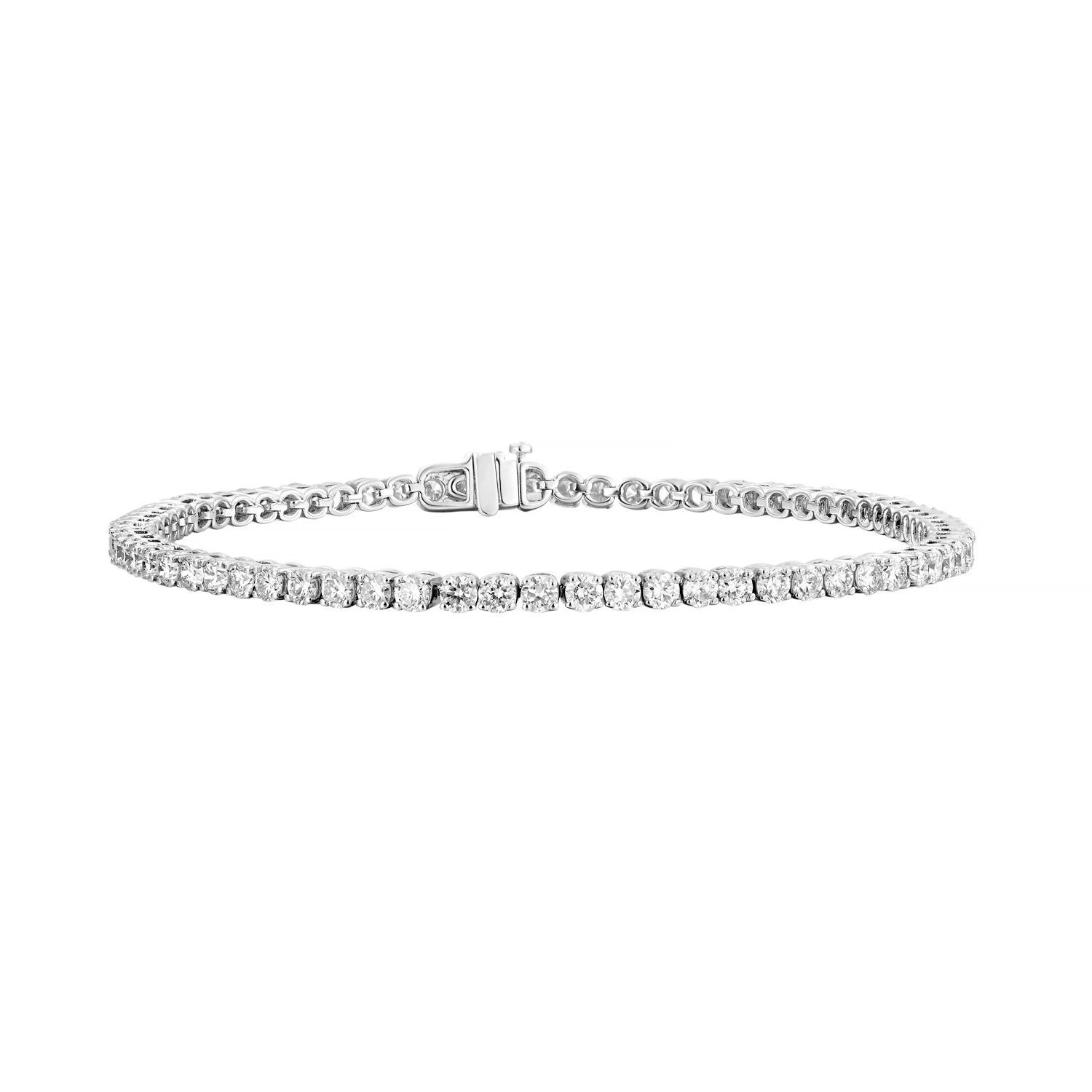 14K White/Yellow Gold Classic Lab Grown Round Diamond Tennis Bracelet MZ30504-3CT, Colour: 14KW-6.84g-3.727ct-LG