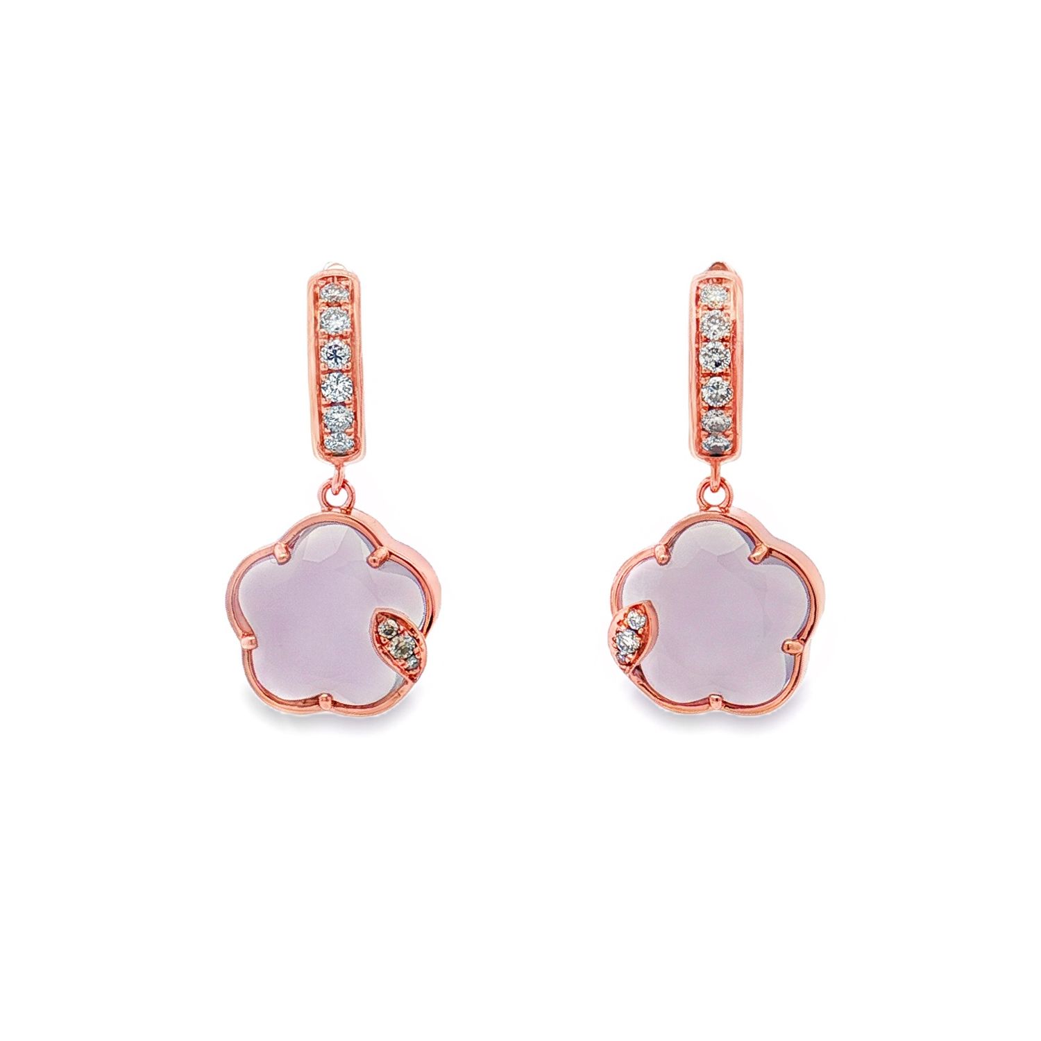 14K Rose Gold Natural Chalcedony Diamond Earring MZ13033