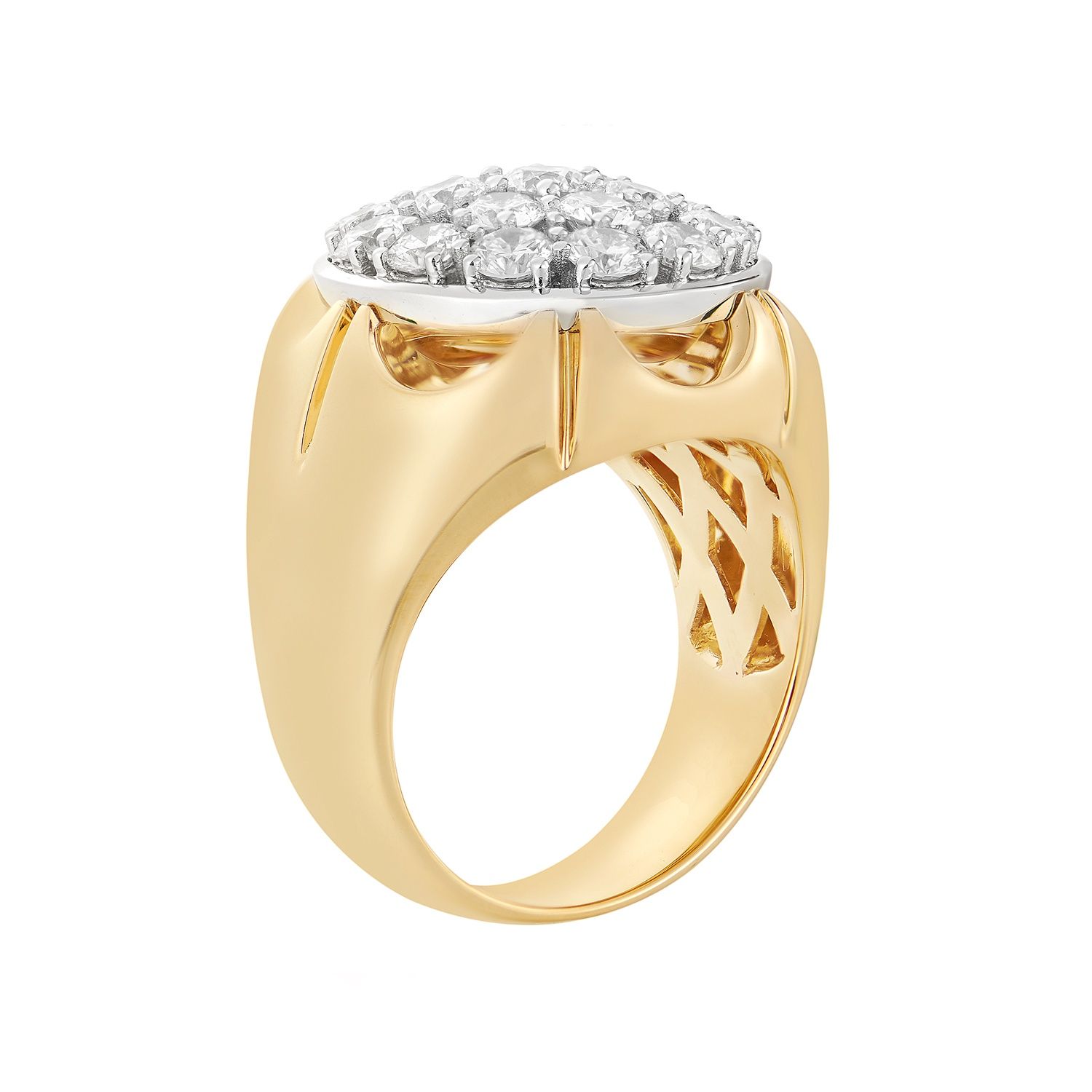 14K White Gold 14K Yellow Gold Round Natural Diamond Ring HYD1851