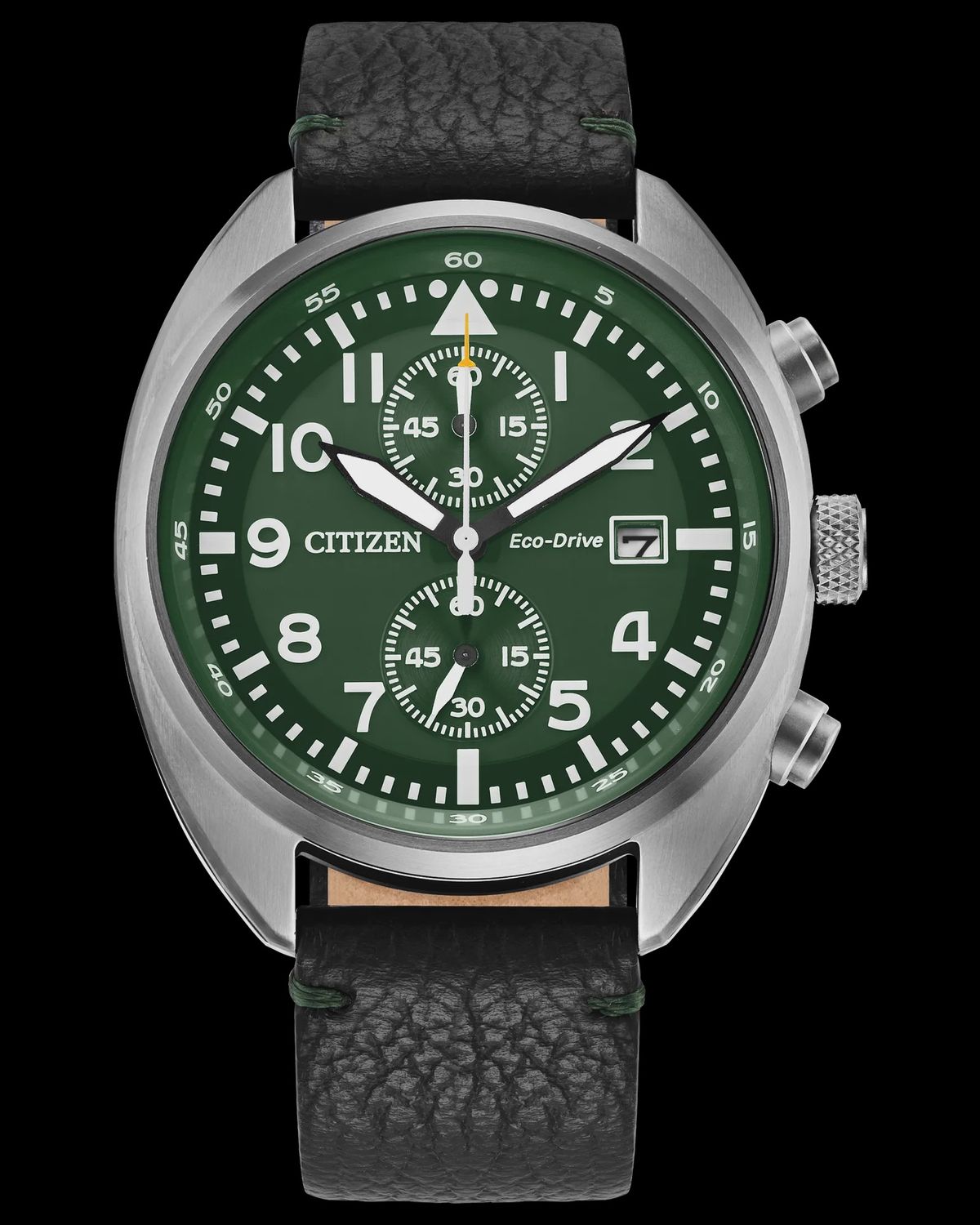 CITIZEN Sport Casual Green Dial Leather Strap Man's Watch CA7041-07X