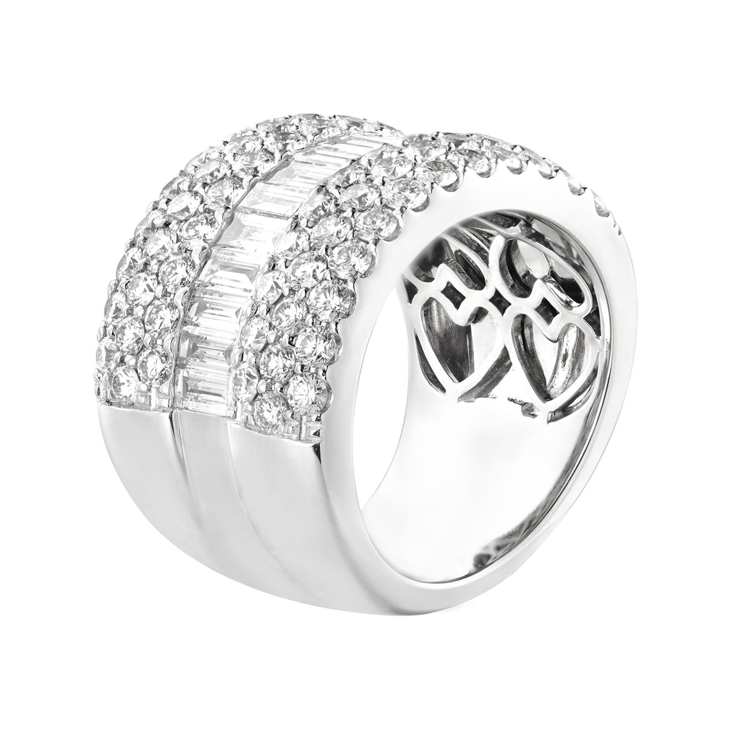 14K White Gold Natural Diamond Wide Band MZ12193