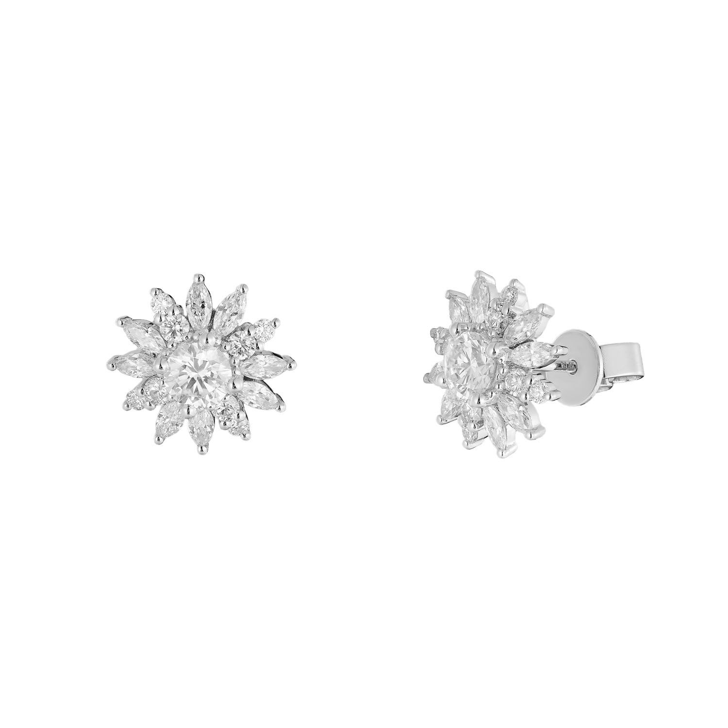 14K White/Yellow Gold Lab Grown Diamond Round Earring Stud MZ10679, Colour: 14KW-2.84g-1.564ct-LG