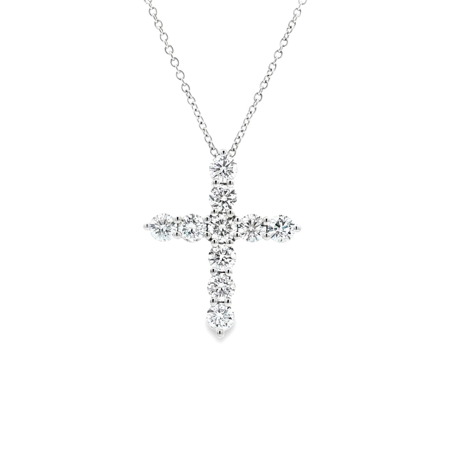 14K White/Yellow Gold Lab Grown Diamond Cross Necklace MZ72294(RE IH -385), Colour: 14KW-7.17g-2.409ct-LG