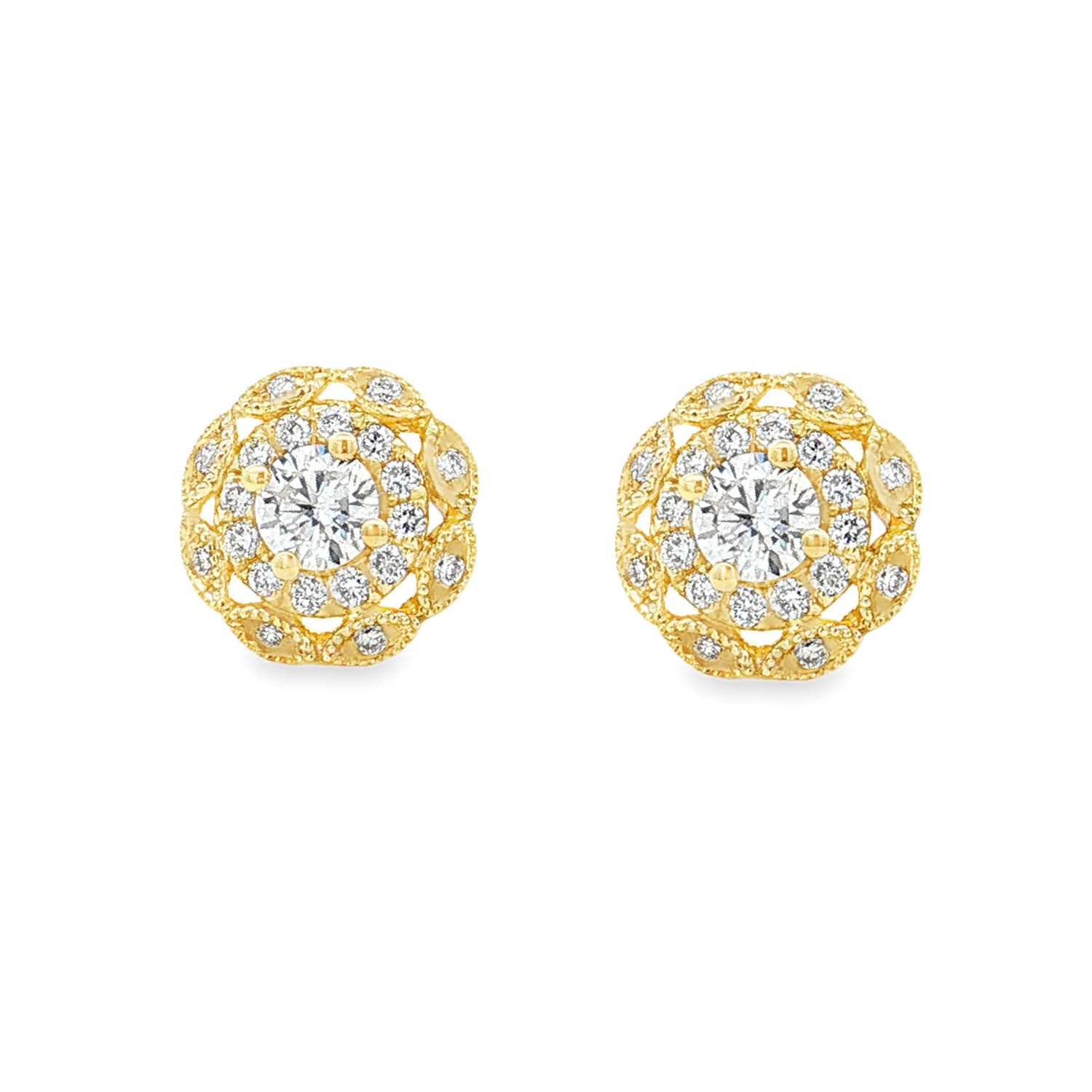 14K White/Yellow Gold Lab Grown Diamond Stud Earrings MZ9841, Colour: 14KY-2.99g-0.743ct-LG