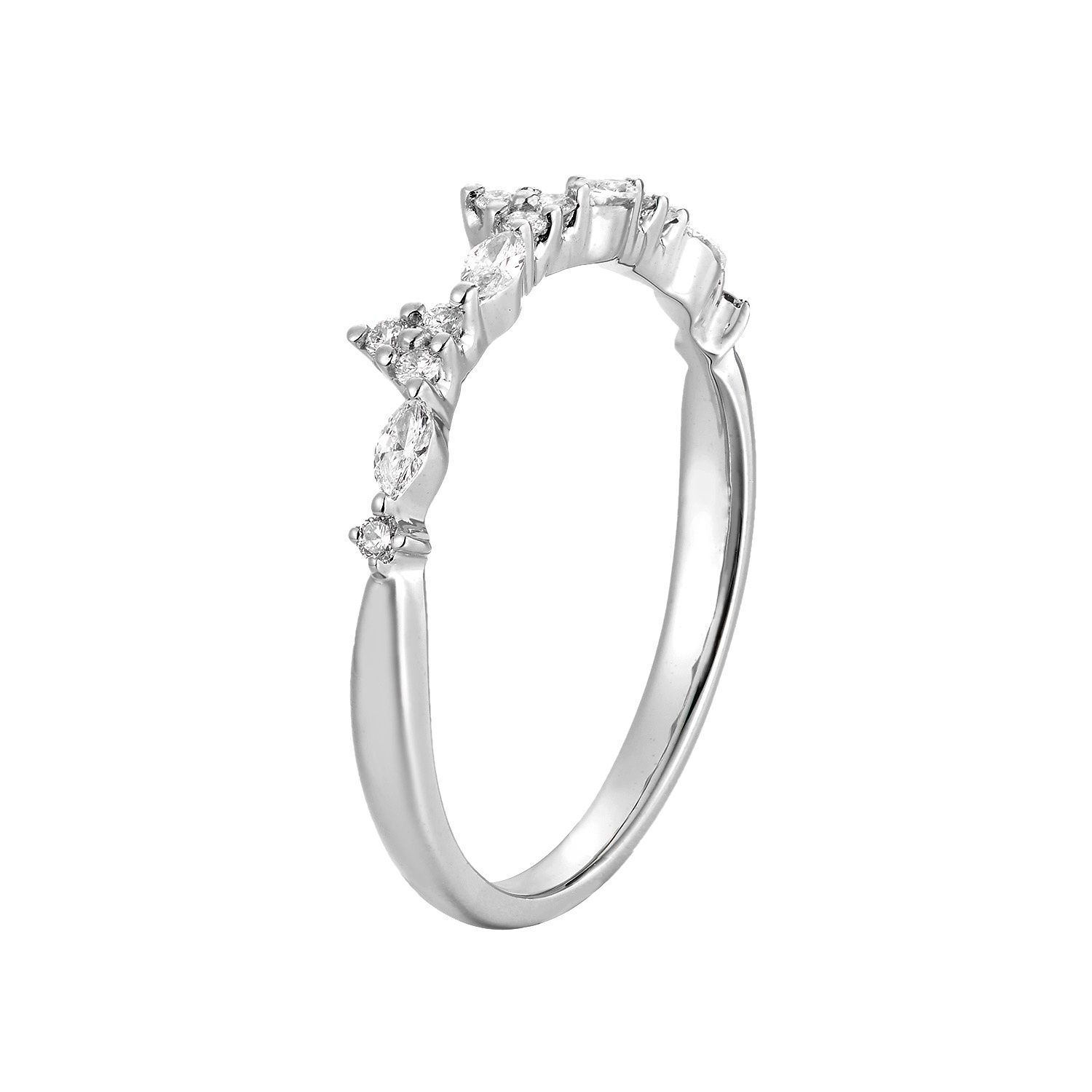14K White/Yellow Gold Lab Grown Diamond Curved Band GP294, Colour: 14KW-1.84g-0.222ct-LG